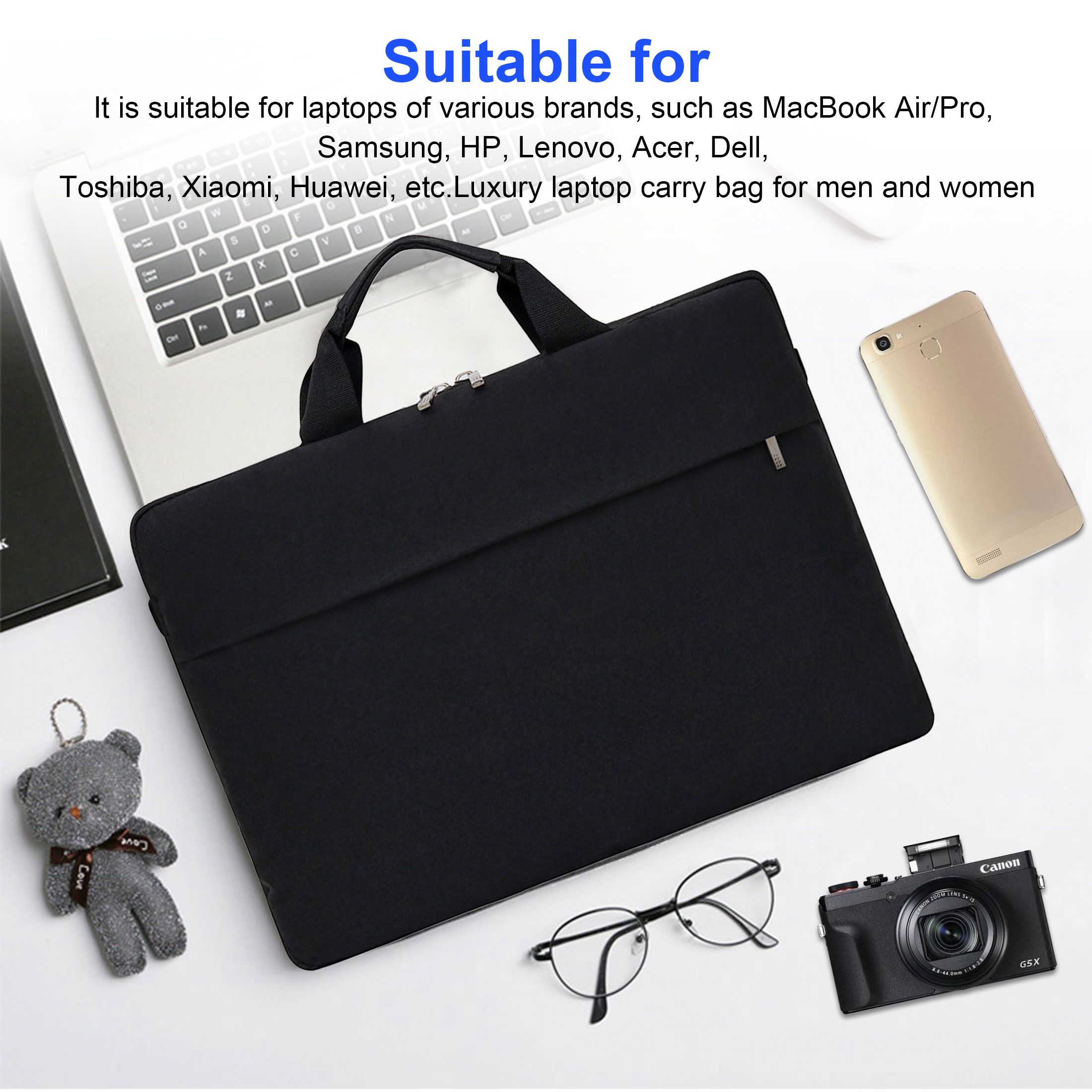 Laptop Shoulder Bag, 13/14/15.6 inch Laptop Sleeve Case Waterproof Notebook Carrying Case with Strap for MacBook Air Pro Lenovo Acer Asus Dell Lenovo HP Samsung