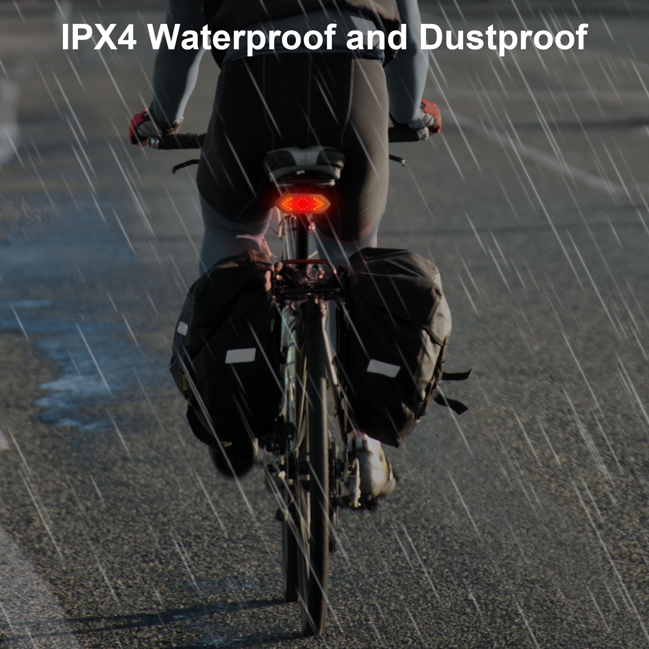 Bike Turn Signals Light, 100LM 5-in-1 Smart Bright Bike Rear Tail Lamp IPX2 USB Charge Waterproof Safety Cycle Night Light