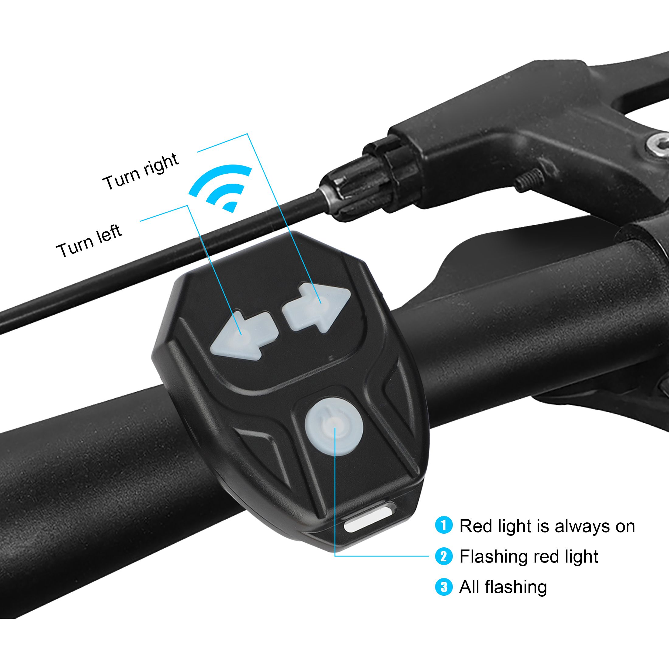 Bike Turn Signals Light, 100LM 5-in-1 Smart Bright Bike Rear Tail Lamp IPX2 USB Charge Waterproof Safety Cycle Night Light