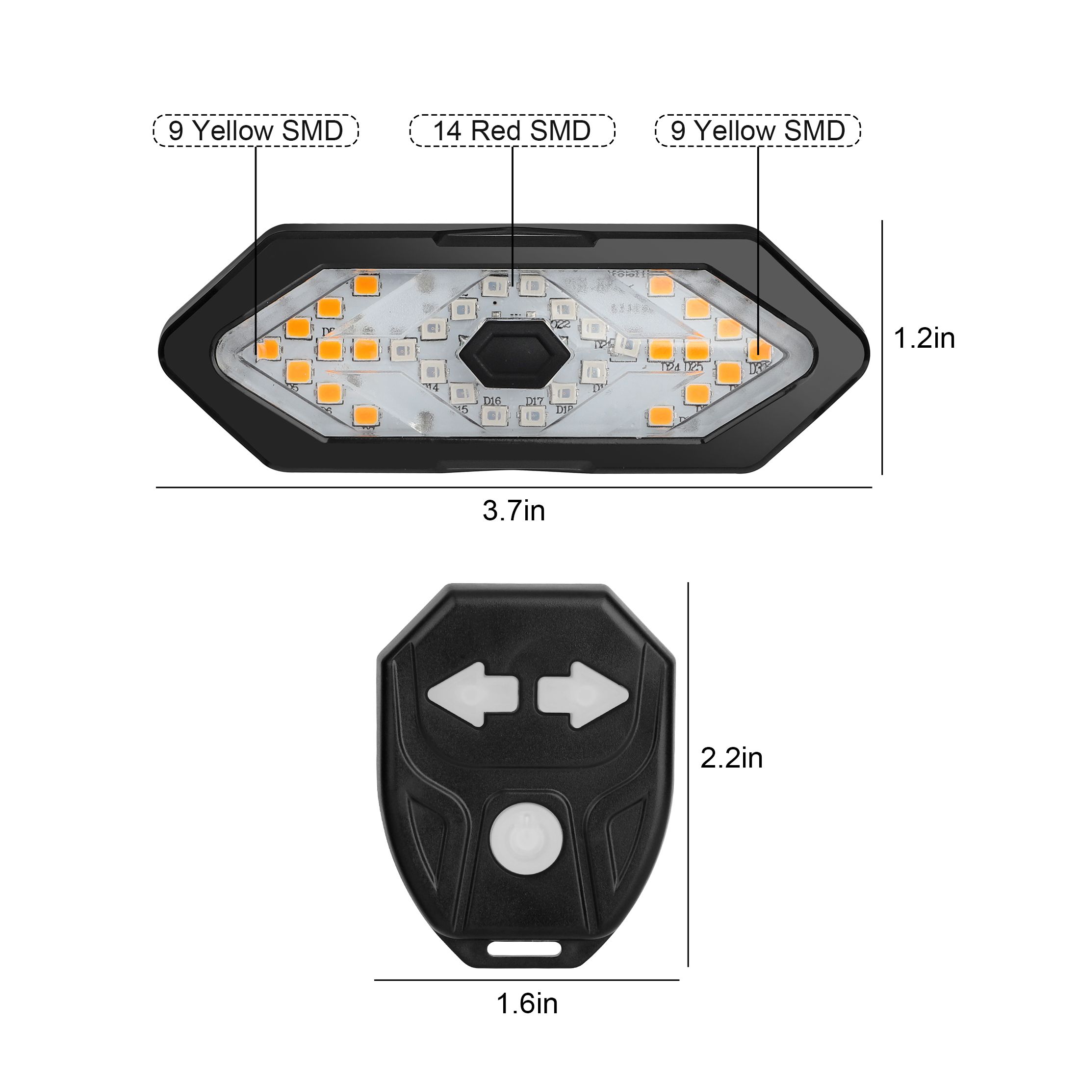 Bike Turn Signals Light, 100LM 5-in-1 Smart Bright Bike Rear Tail Lamp IPX2 USB Charge Waterproof Safety Cycle Night Light