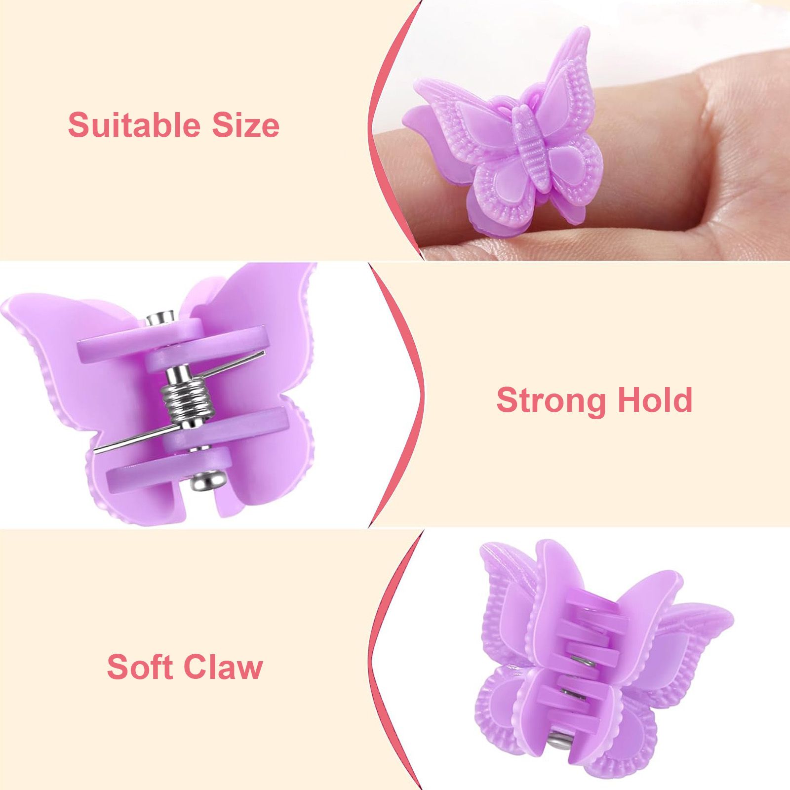 100pcs Mini Butterfly Hair Clips, Assorted Color Hair Clips for Women Girls, Mini Butterfly Hair Barrettes Small Hair Claw Clips