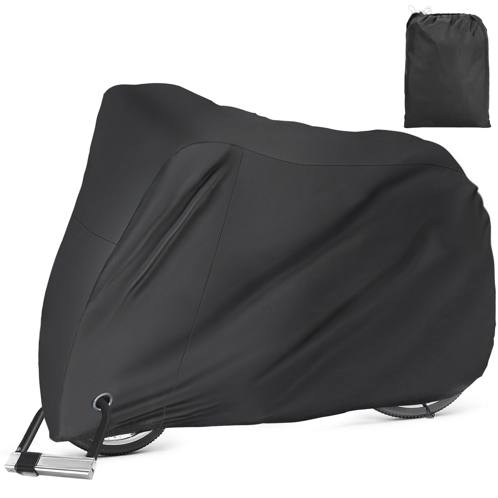 Large Bike Cover, 200x111x71cm Bicycle Covers Outdoor Waterproof with Lockhole for Mountain Bike, Black 79 x 44 x 28in