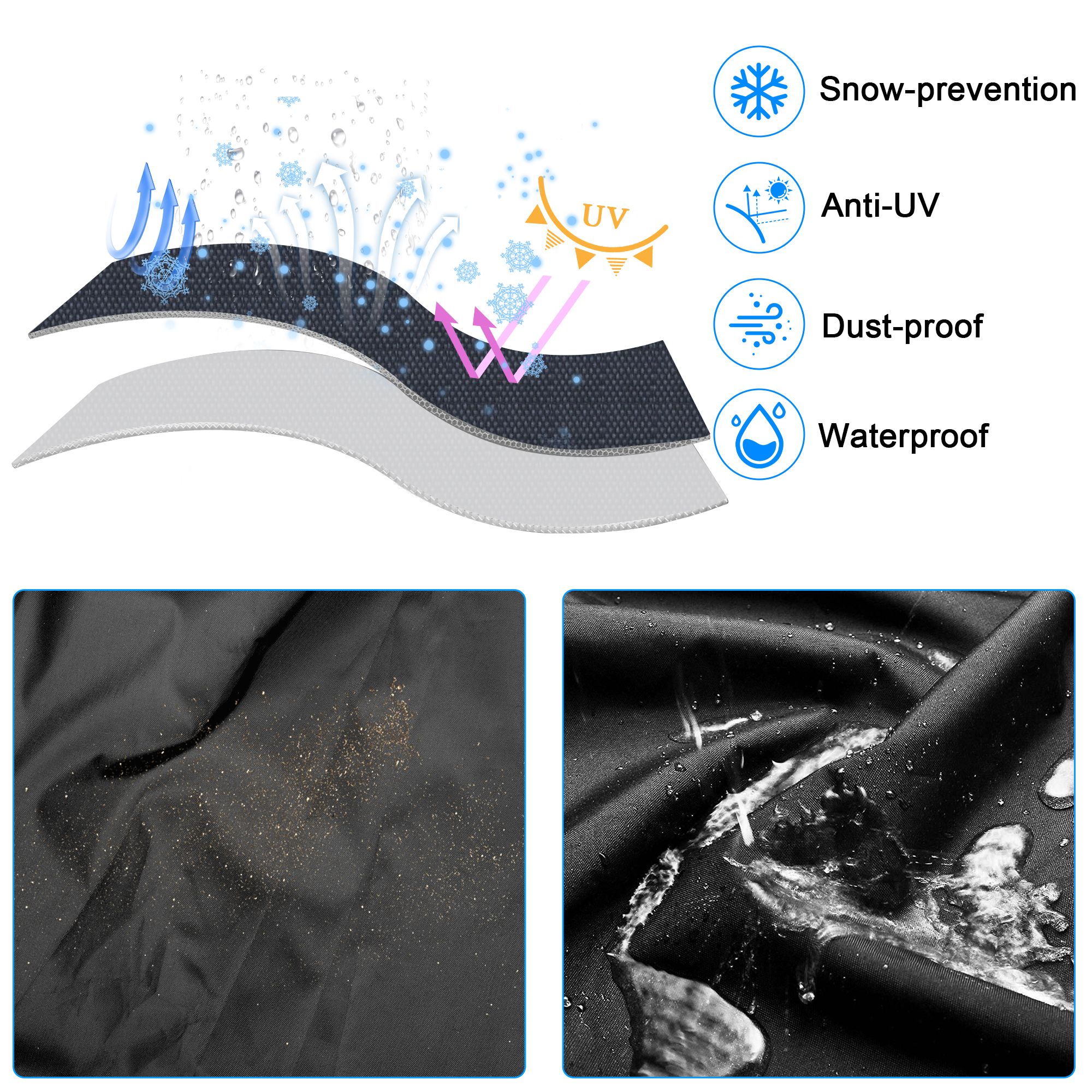 Large Bike Cover, 200x111x71cm Bicycle Covers Outdoor Waterproof with Lockhole for Mountain Bike, Black 79 x 44 x 28in