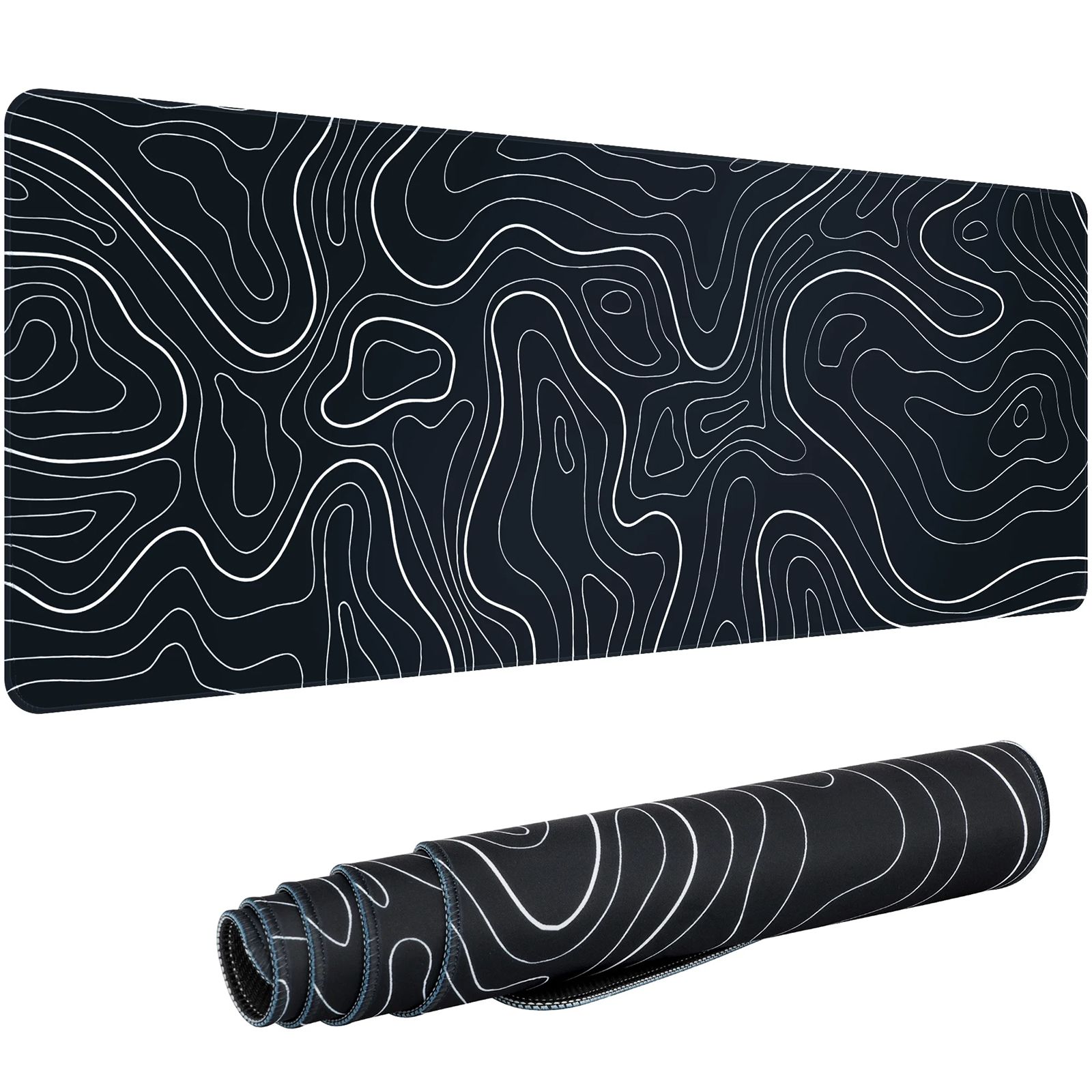 Large Mouse Pad Mat (80 x 30CM), Extended Gaming Mousepad Background Topographic Map Desk Pad for Laptop Computer