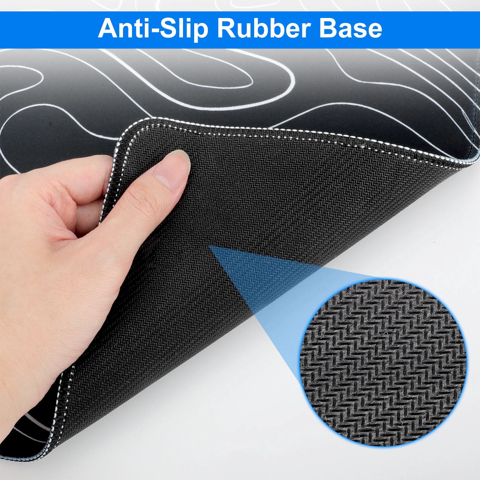 Large Mouse Pad Mat (80 x 30CM), Extended Gaming Mousepad Background Topographic Map Desk Pad for Laptop Computer