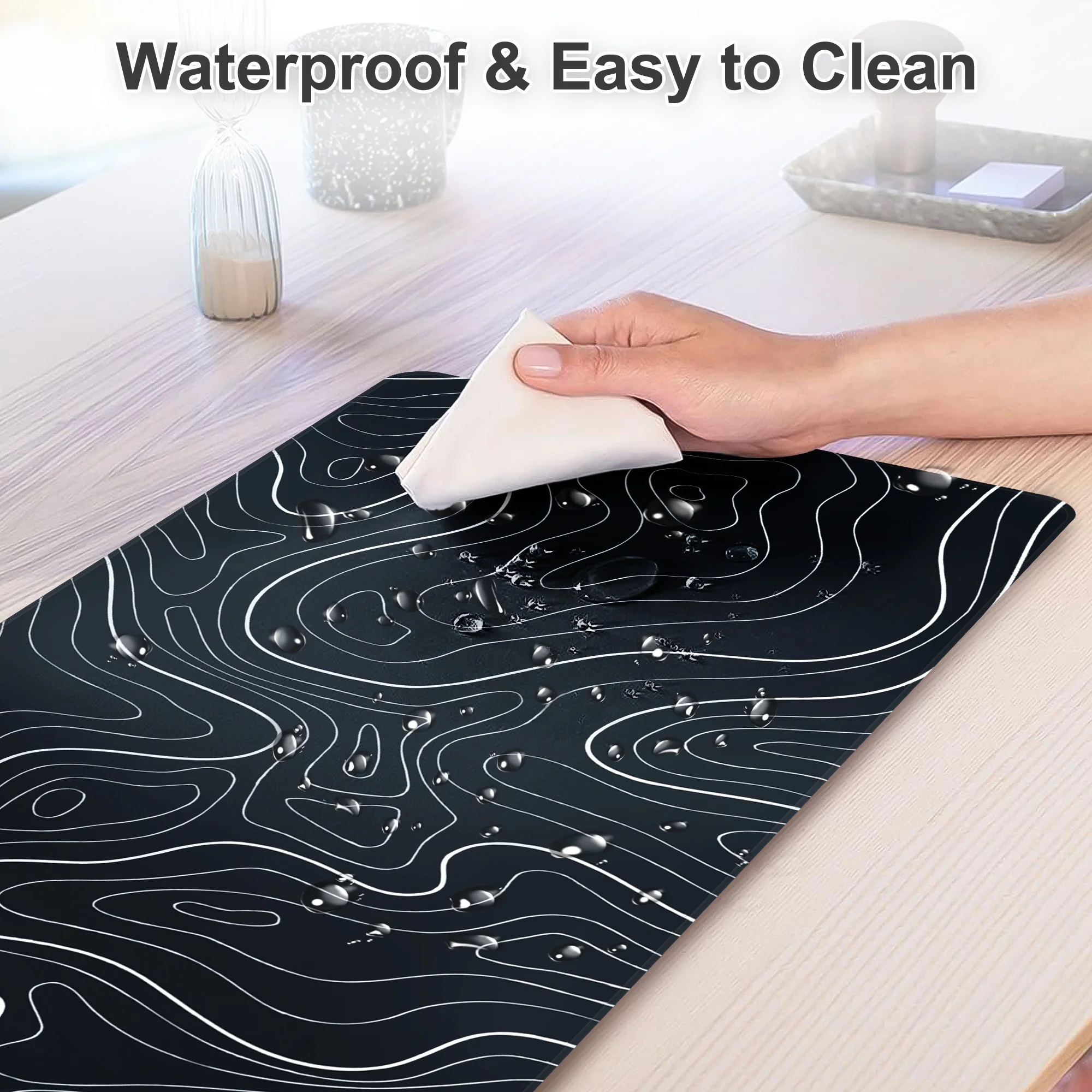 Large Mouse Pad Mat (80 x 30CM), Extended Gaming Mousepad Background Topographic Map Desk Pad for Laptop Computer