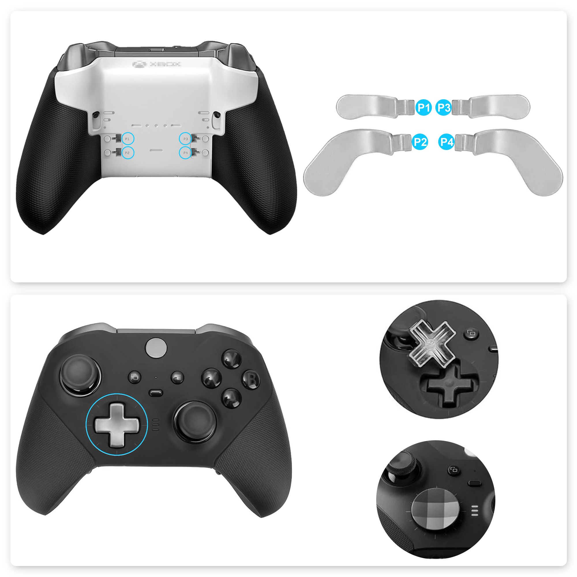 14-in-1 Thumbstick Paddles Kit Fit for Xbox One Elite Series 2/Elite Series 2 Core Controller, Replacement Parts Accessories for Wireless Controller Series 2 Core