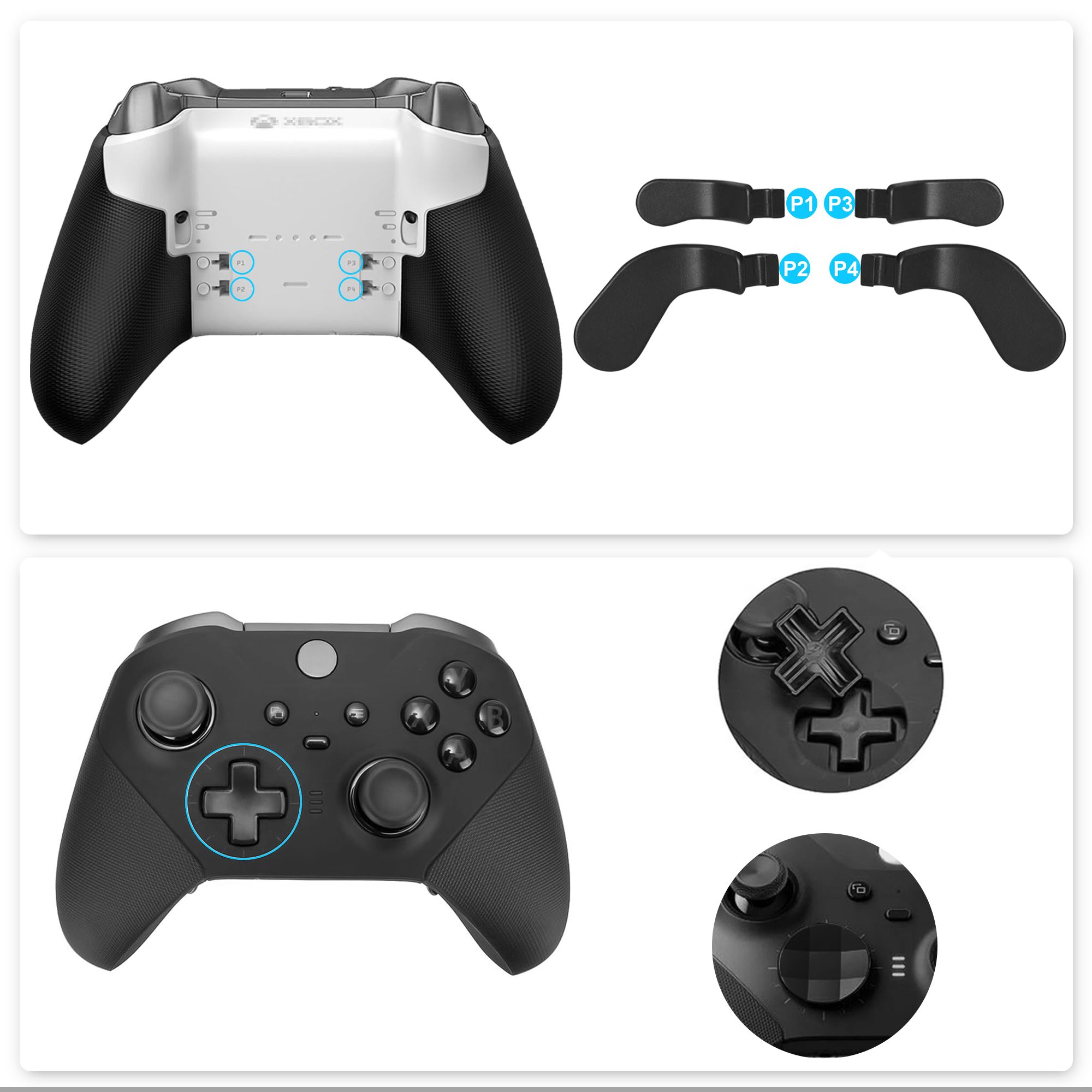 Replacement Paddles Thumbsticks Accessories Fit for Xbox One Elite Series 2, Xbox Elite Series 2 Core Controller