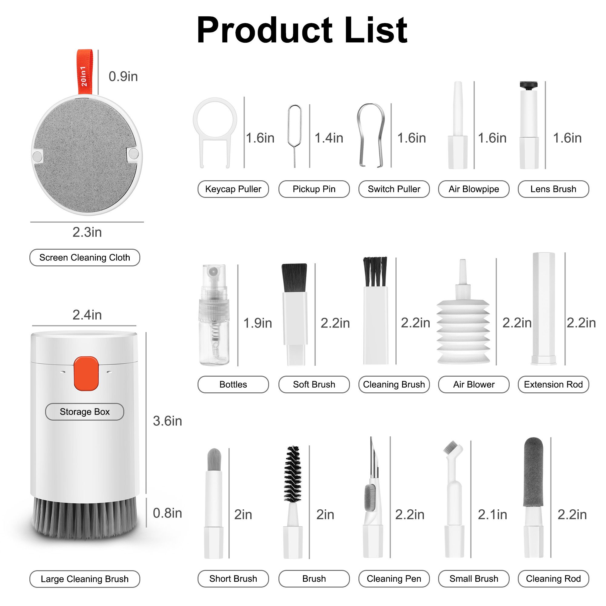 20-in-1 Cleaning Kit Fits for Airpod Earbud, MacBook Laptop Keyboard Cell Phone Camera Cleaner
