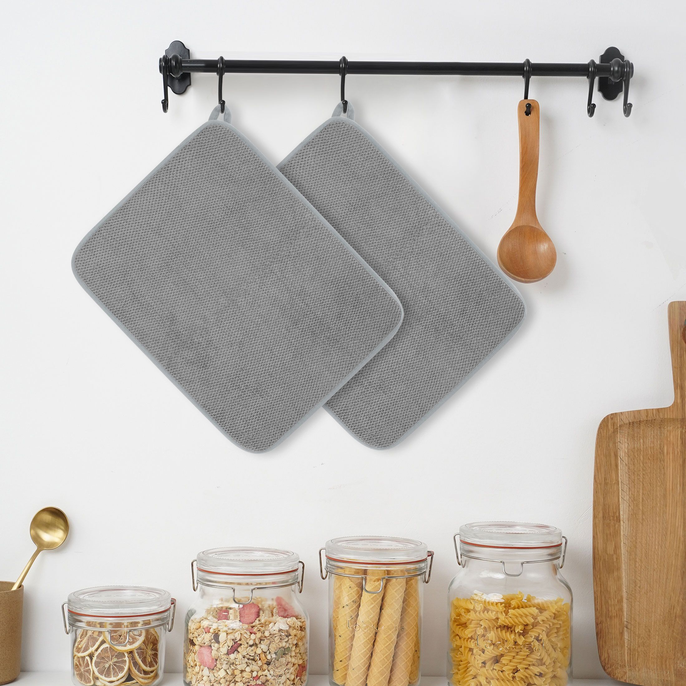 2pcs Dish Drying Mats, Absorbent Microfiber Kitchen Dish Drainers, 40 x 30cm/16 x 12"