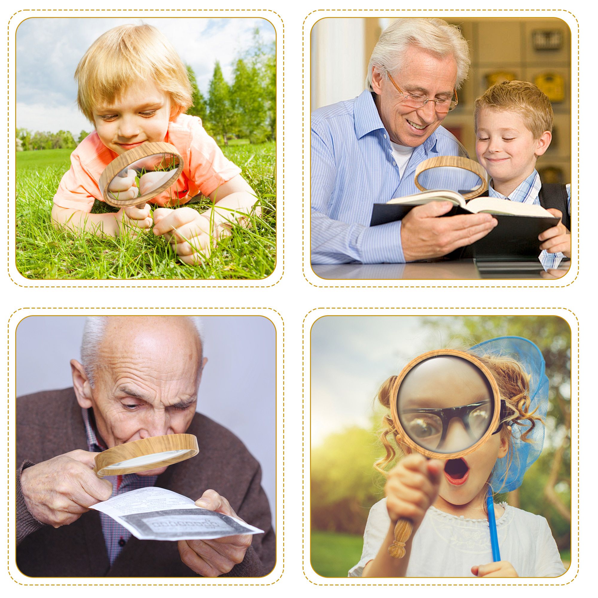 10X Magnifying Glass, 75mm Glass Lens Vintage Handheld Reading Magnifier for Seniors, Elderly