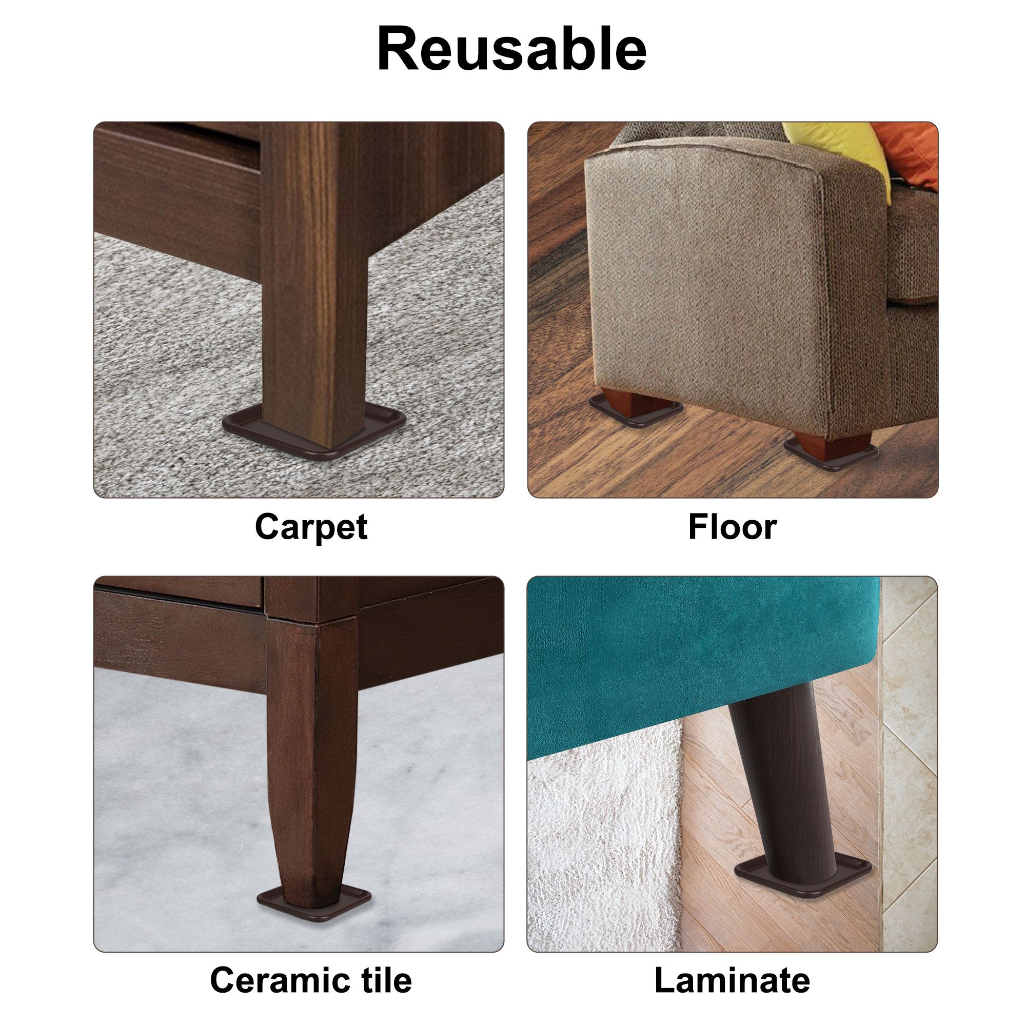 12pcs Furniture Sliders for Hardwood Floors, 7.6cm/3'' Reusable Furniture Caster Cups Pads Hardwood Floor Protector to Easy Move