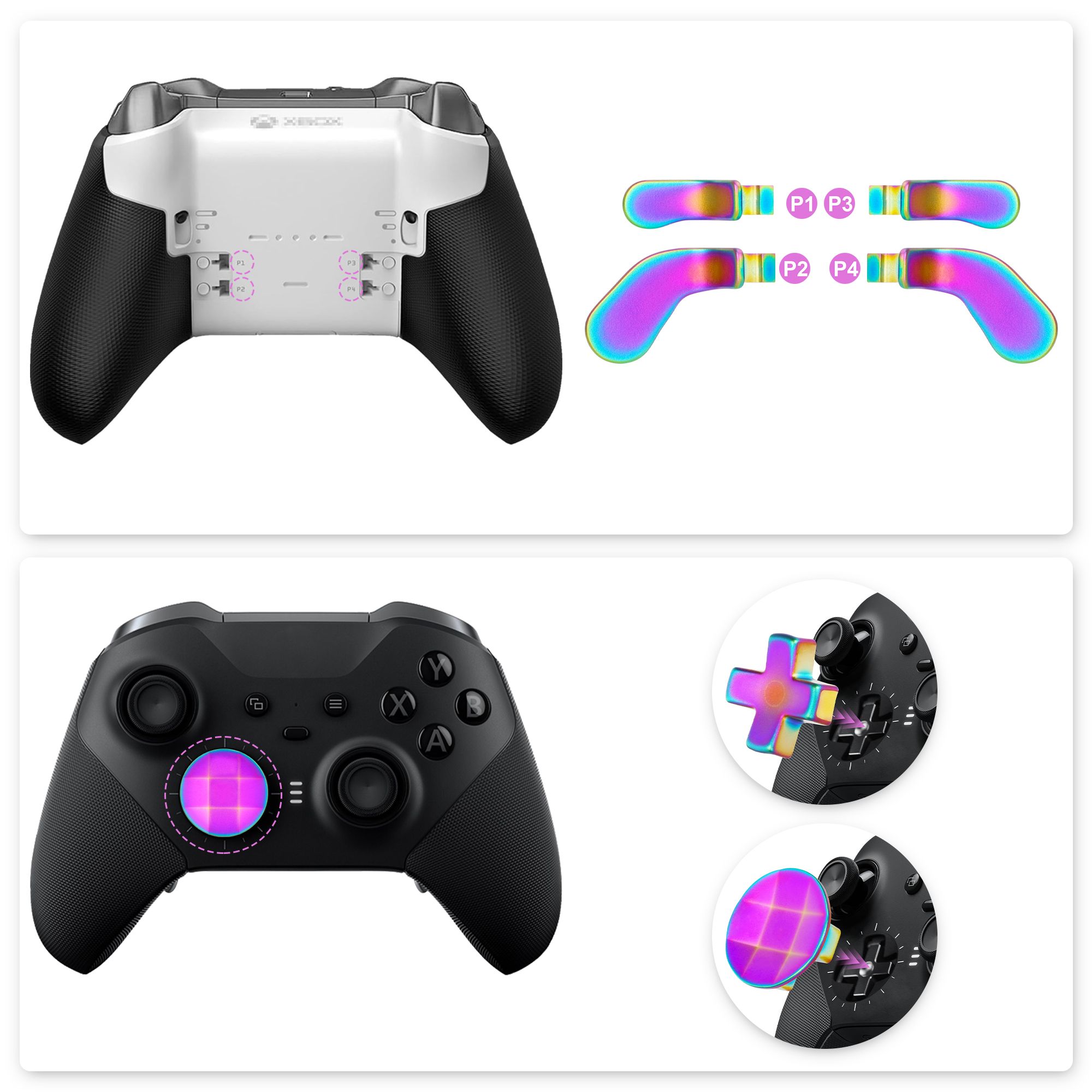 17-in-1 Thumbsticks Paddles Accessories Fit for Xbox One Elite Series 2/Elite Series 2 Core Controller, Replacement Parts for Elite Series 2 Core Wireless Controller