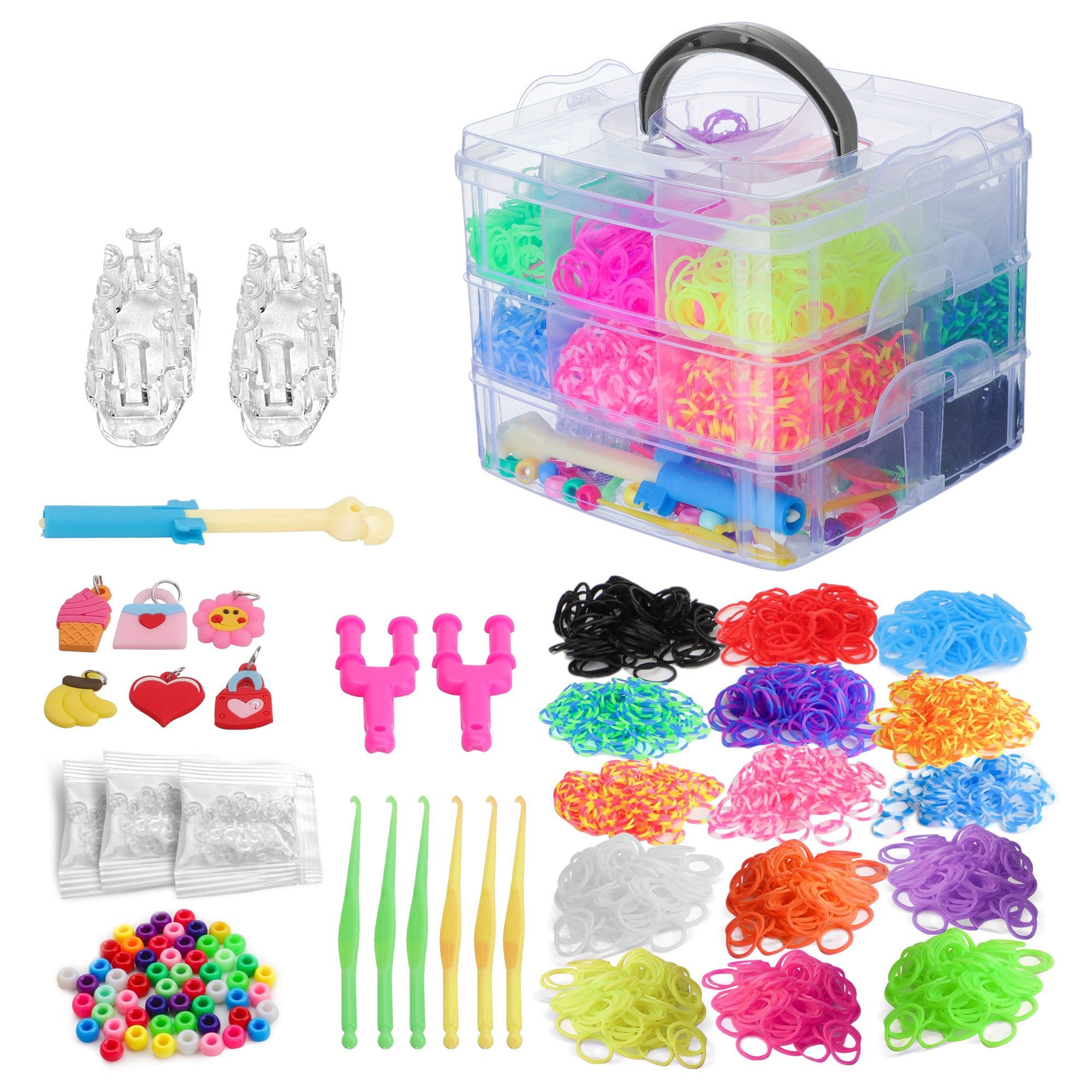 Rubber Band Kit with Weaving Loom Tools, Bracelet Making Refill Kit for Art Craft