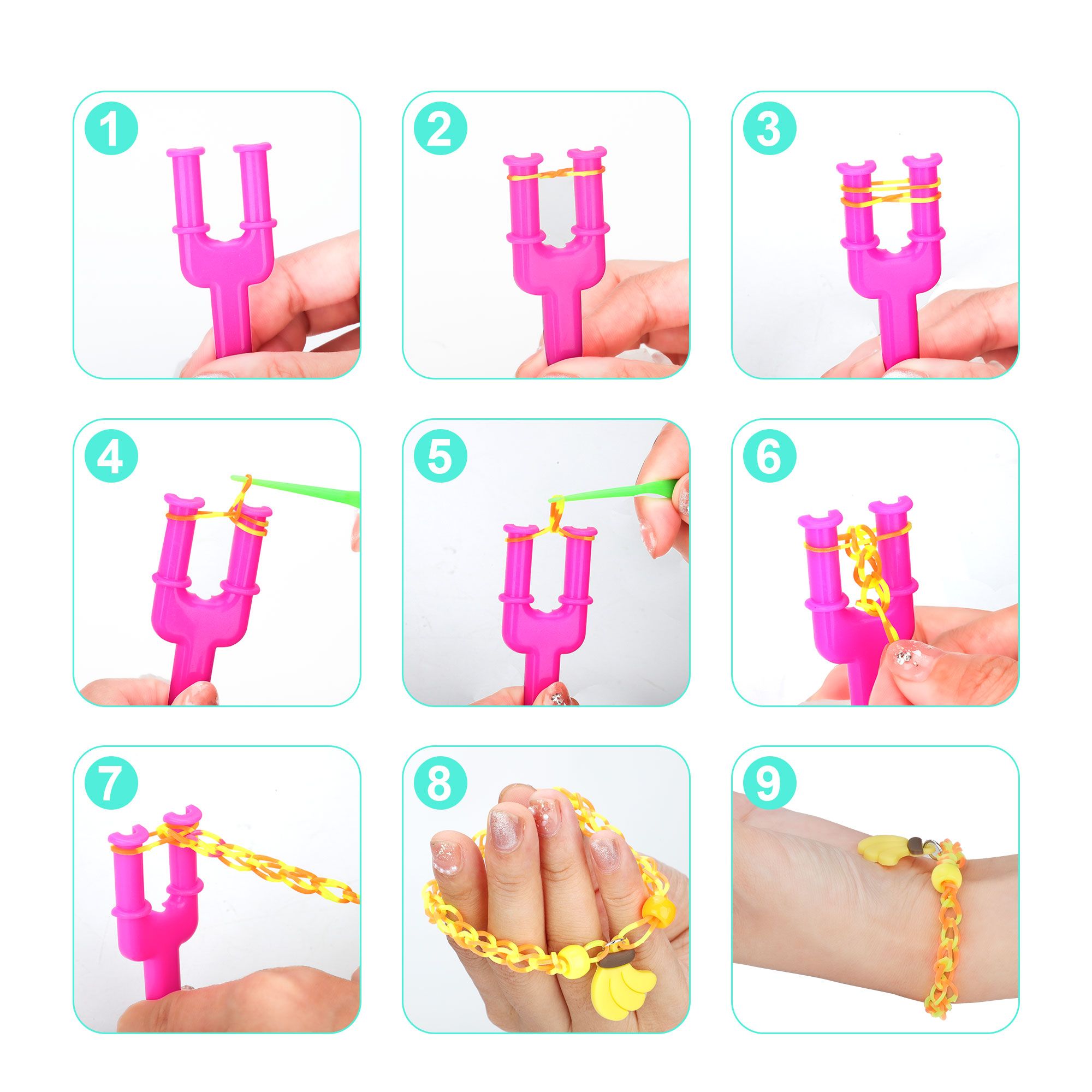 Rubber Band Kit with Weaving Loom Tools, Bracelet Making Refill Kit for Art Craft