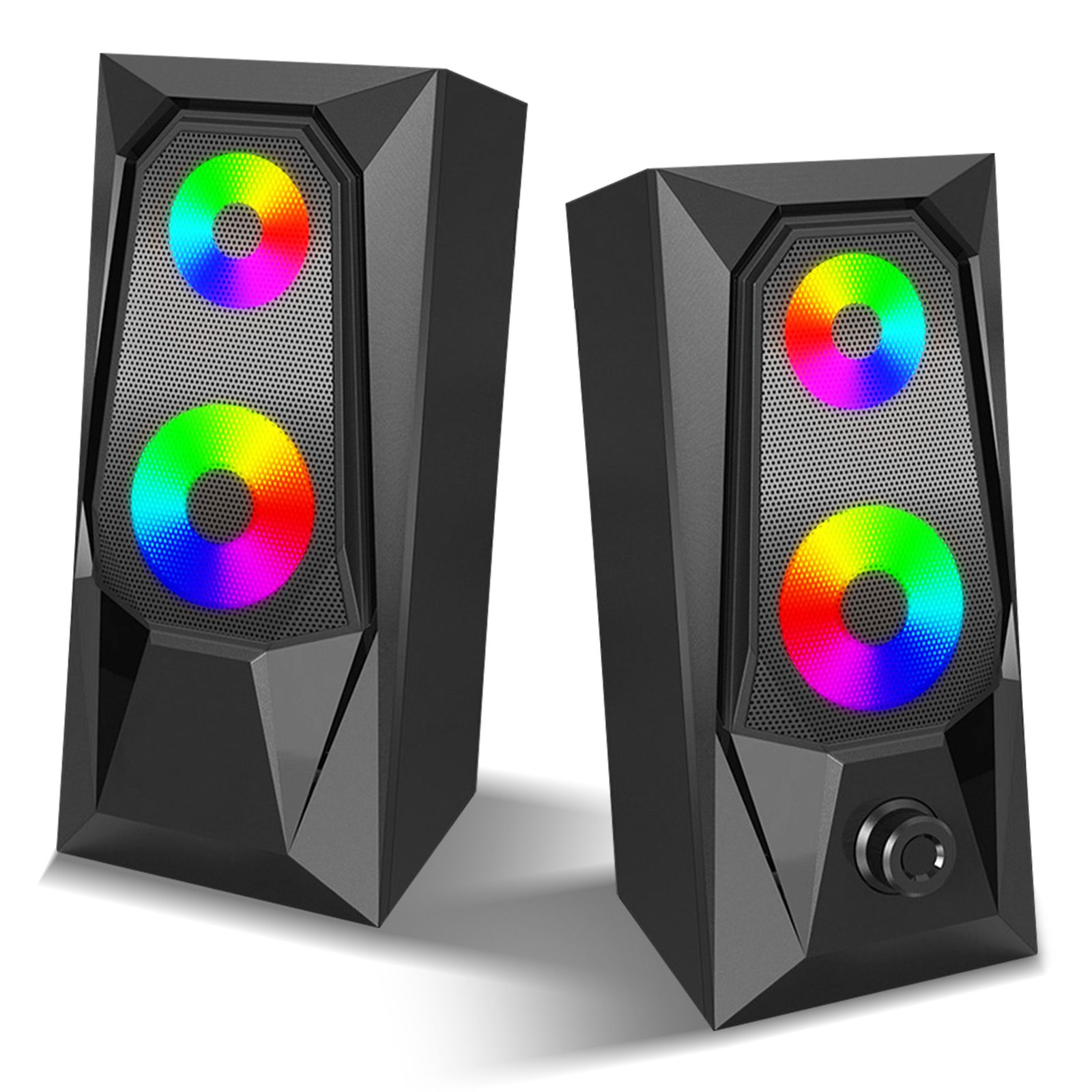 Computer Speakers for Desktop, USB Powered Dynamic RGB PC Gaming Speaker, 2.0 Enhanced Stereo, 3.5mm Wired Laptop Speakers for PC Desktop Smartphone Tablets(Original Damaged Speaker's Alternatives)