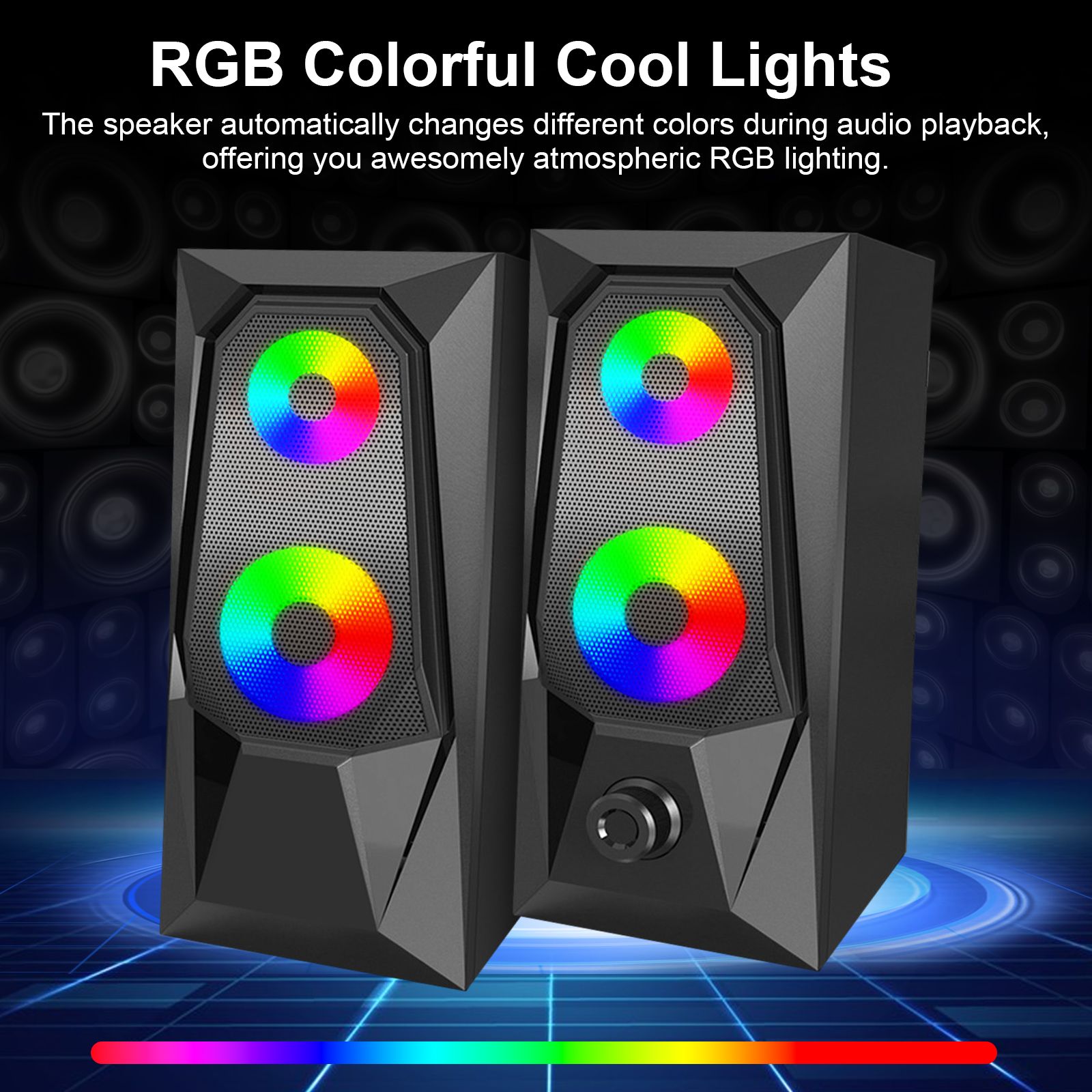 Computer Speakers for Desktop, USB Powered Dynamic RGB PC Gaming Speaker, 2.0 Enhanced Stereo, 3.5mm Wired Laptop Speakers for PC Desktop Smartphone Tablets(Original Damaged Speaker's Alternatives)