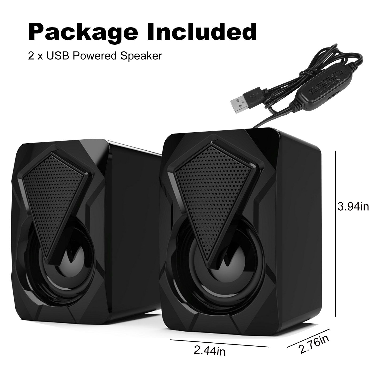 Computer Speakers for Desktop Laptop, 2.0 Stereo RGB PC Gaming Speakers with 7 Colors LED Lights, USB-Powered 3.5mm Wired Speakers for PC Smartphone Tablet(Original Damaged Speaker's Alternatives)