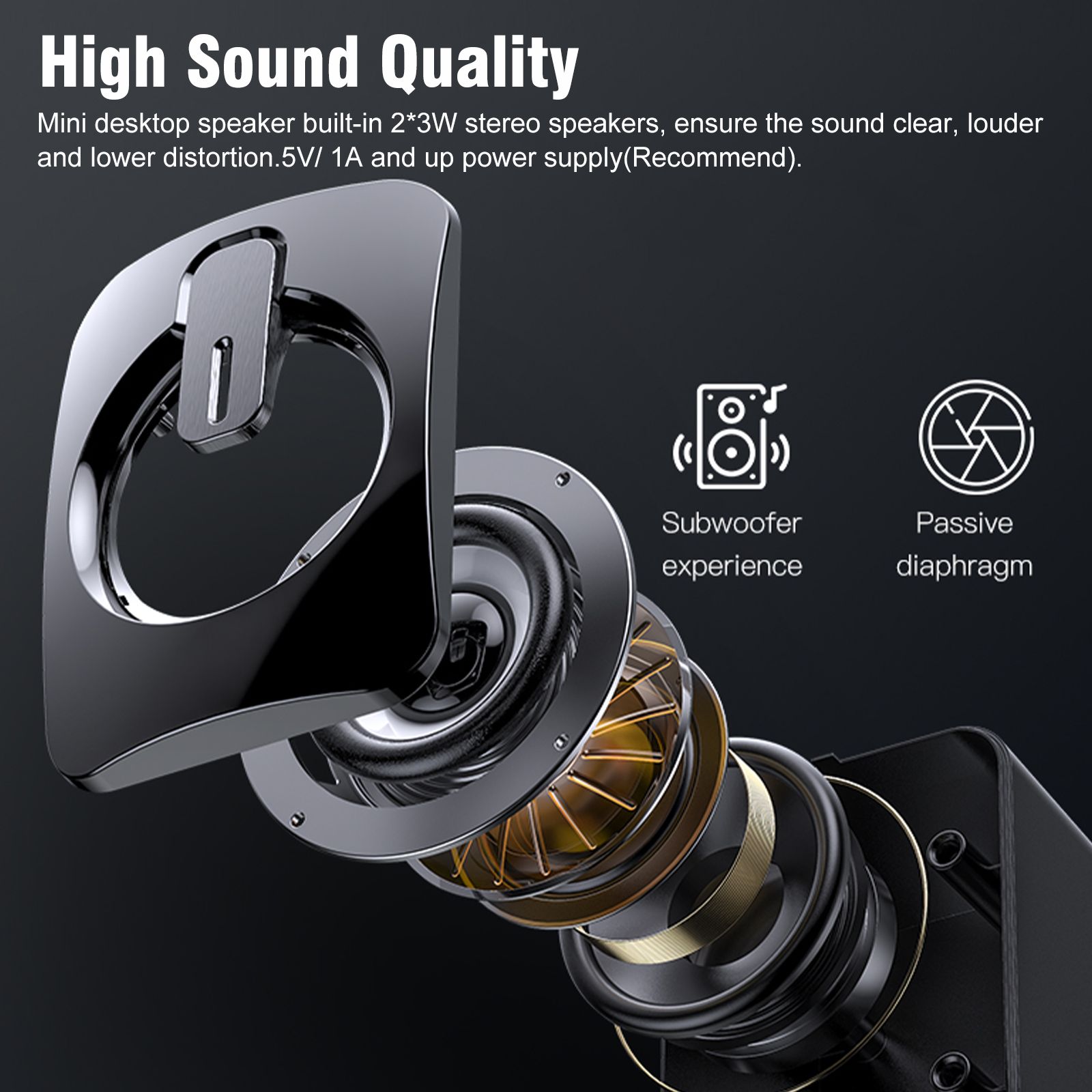 Computer Speakers for Desktop Laptop, Stereo RGB PC Gaming Speakers 7 Colors LED Lights, USB-Powered 3.5mm Wired Speakers for PC Smartphone Tablet(Original Damaged Speaker's Alternatives)