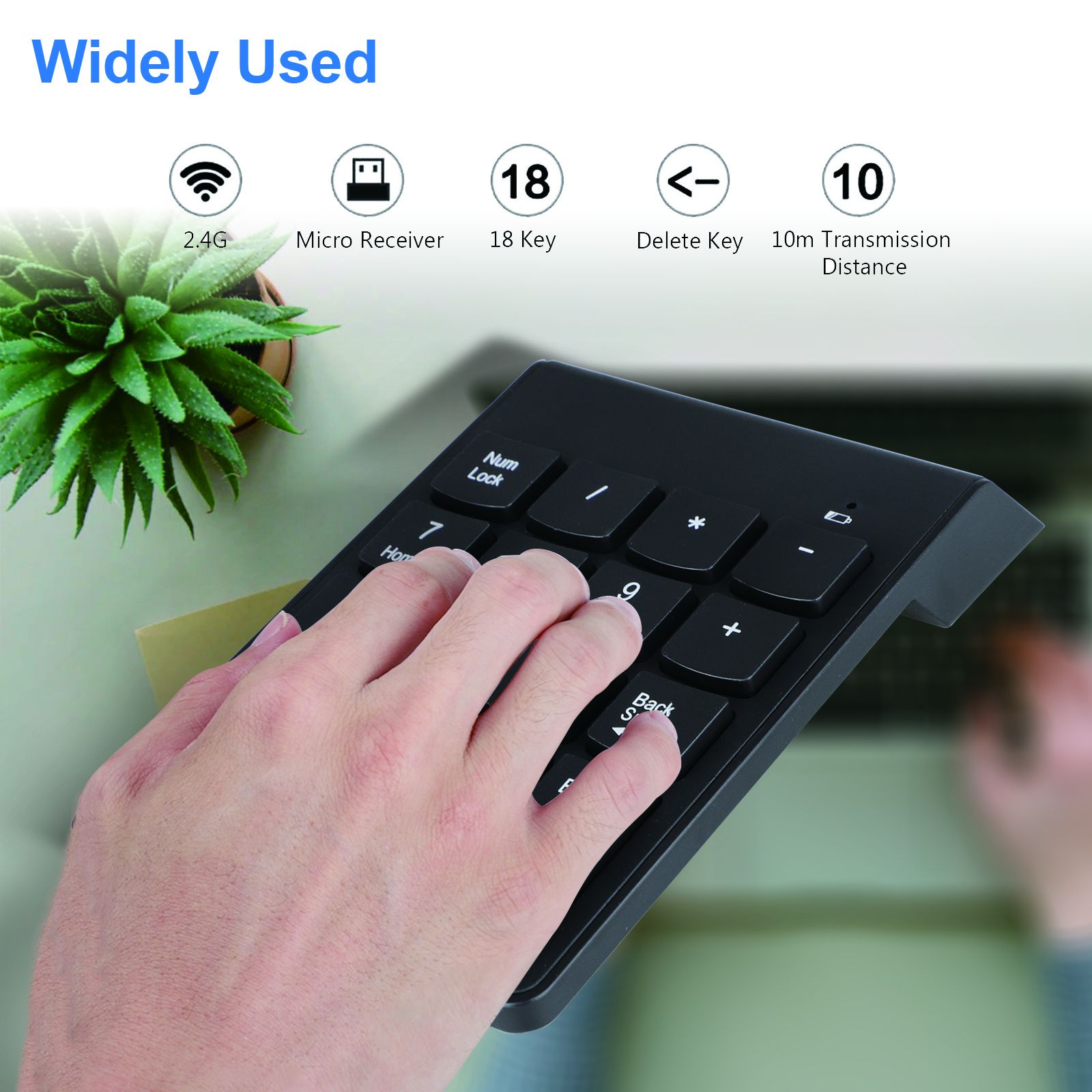 Wireless Number Pad, Portable USB 2.4GHz 18-Key Financial Accounting Numeric Keypad Keyboard Extensions Compatible with Data Entry in Excel for Laptop, PC, Desktop, Surface Pro, Notebook, etc