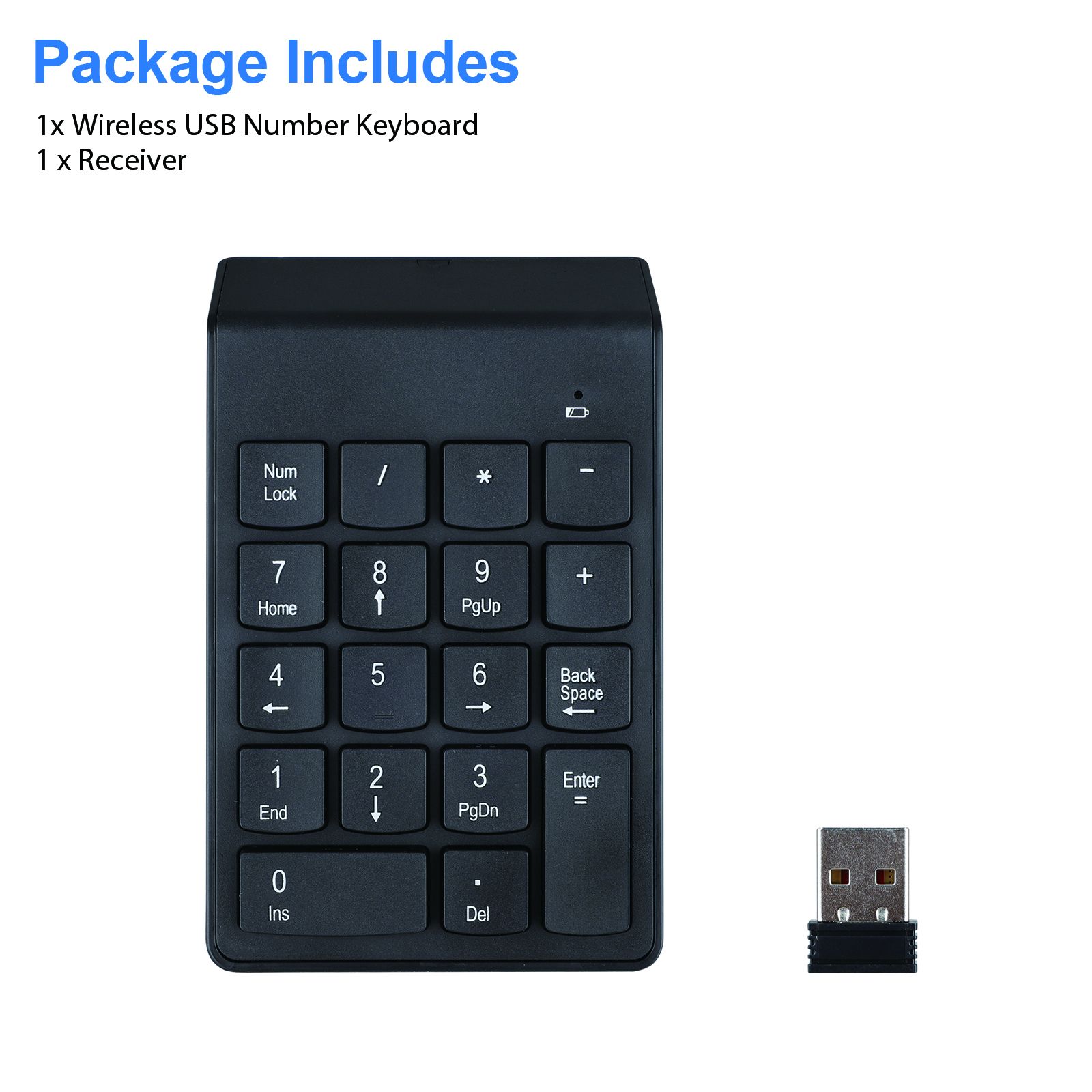 Wireless Number Pad, Portable USB 2.4GHz 18-Key Financial Accounting Numeric Keypad Keyboard Extensions Compatible with Data Entry in Excel for Laptop, PC, Desktop, Surface Pro, Notebook, etc