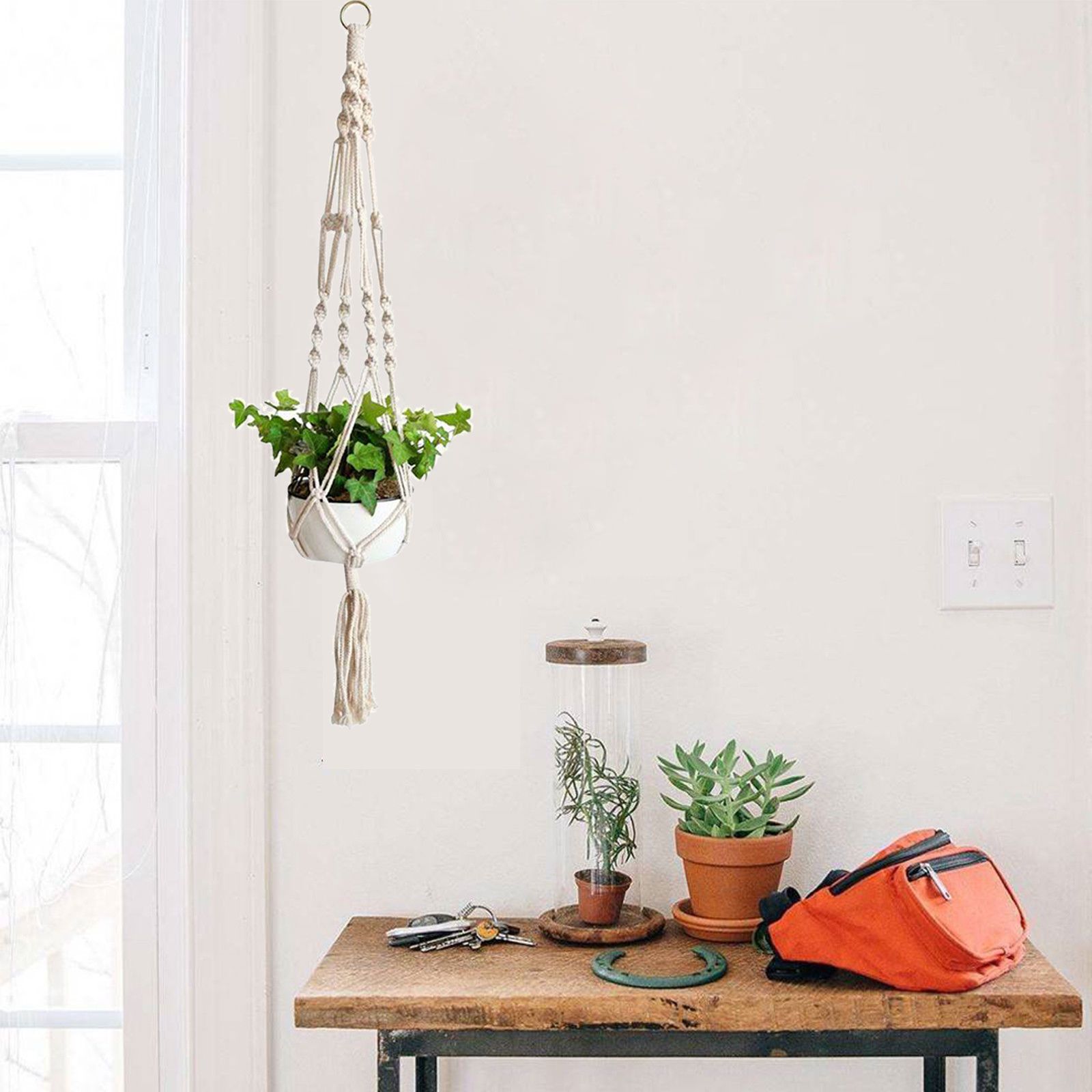 2/1pcs Macrame Plant Hangers, Indoor Outdoor Hanging Planter Baskets, Decorative Flower Pot Holders for Succulents Cacti Herbs, Boho Home Decor