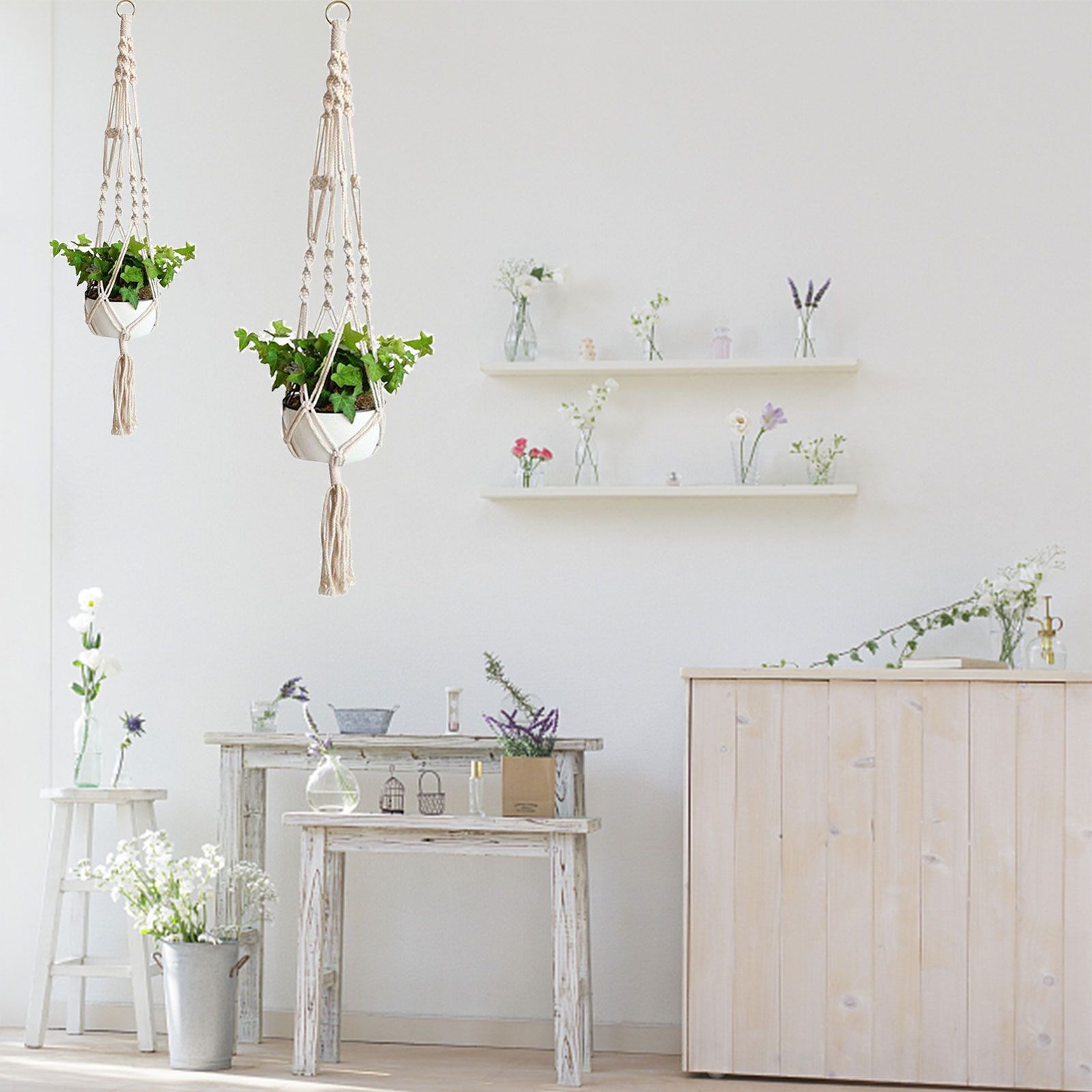 2/1pcs Macrame Plant Hangers, Indoor Outdoor Hanging Planter Baskets, Decorative Flower Pot Holders for Succulents Cacti Herbs, Boho Home Decor