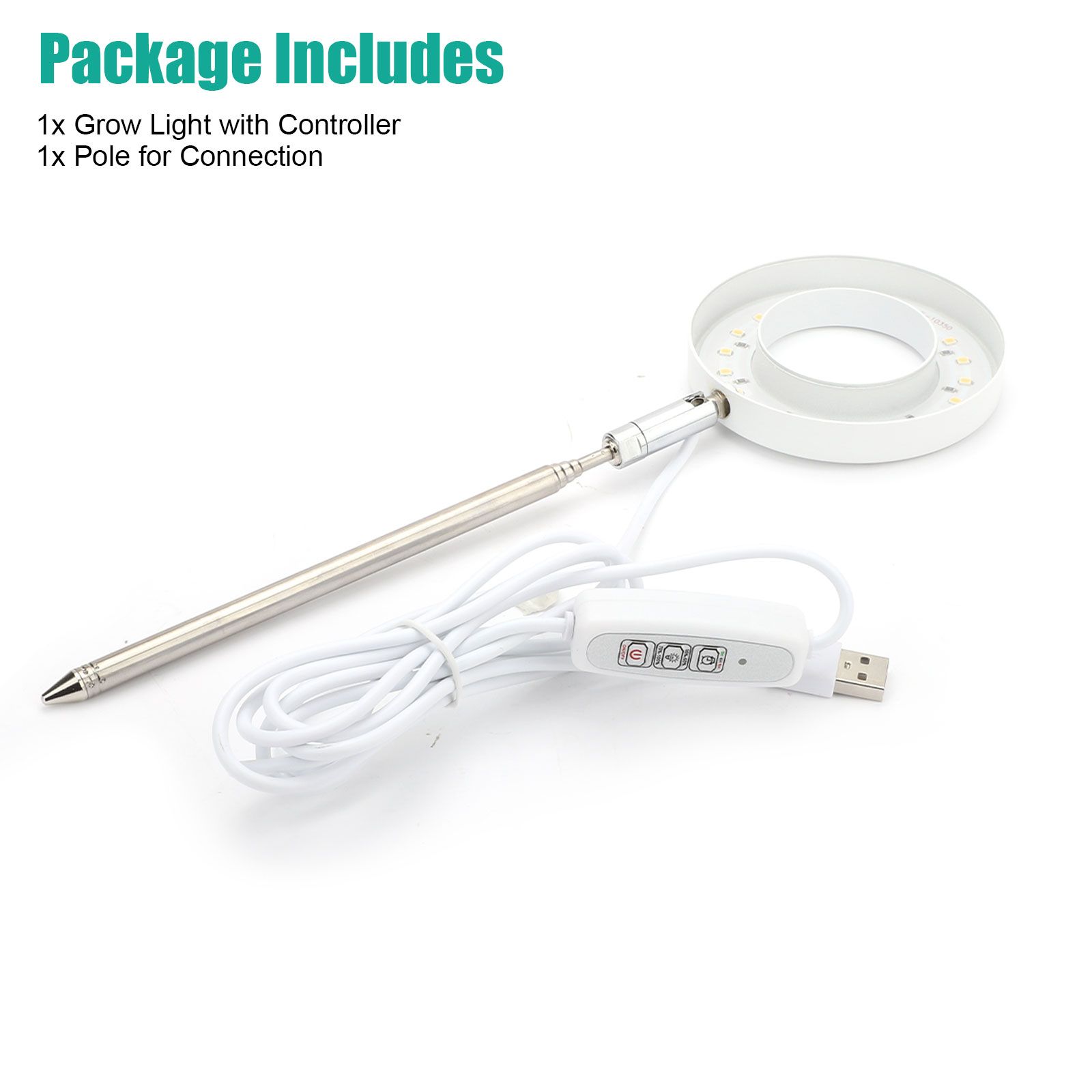 Grow Lights for Indoor Plants, LED Full Spectrum Plant Light, Height Adjustable Grow Light with 4 Dimmable Brightness, 4/8/12H On/Off Timer, Splashproof Halo Plant Lamp for Small Plants