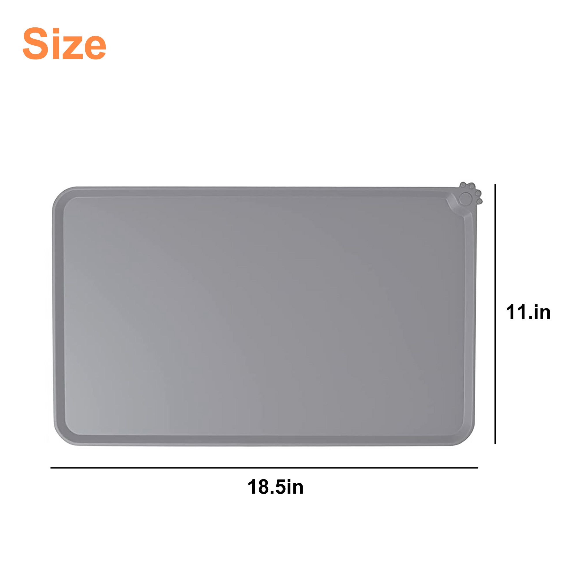 Pet Placemat Mat, 47 x 28cm Dog Cat Feeding Food Pad Silicone Waterproof, Gray