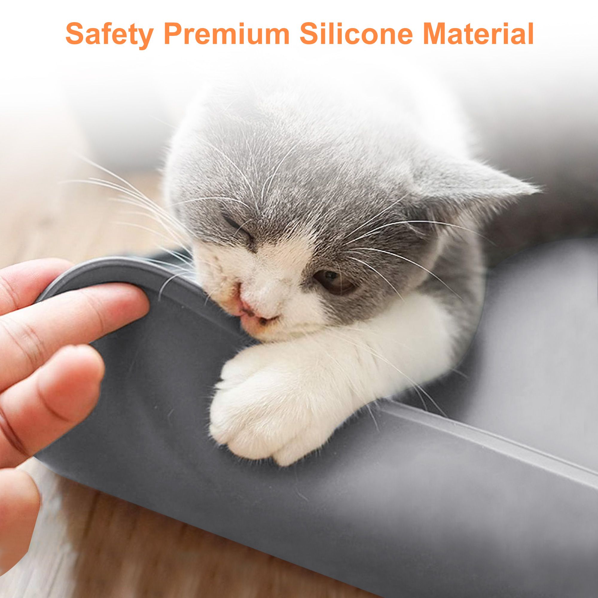 Pet Placemat Mat, 47 x 28cm Dog Cat Feeding Food Pad Silicone Waterproof, Gray