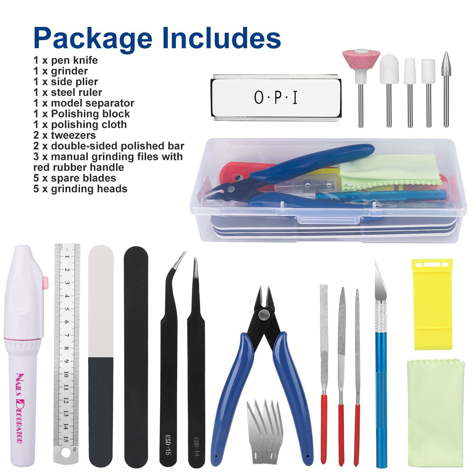 24Pcs Gundam Model Basic Tools Kit, Plastic Model Building Tools Craft Set, Hobby Building Tools Kit for Gundam, Car, Airplanes Model Assemble Building, Repairing