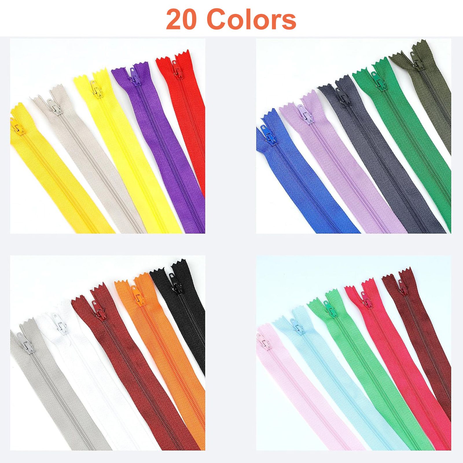 100pcs 20cm Nylon Coil Zippers Tailor, Sewing Tools Garment Accessories Zipper Sewing Fasteners (Assorted Colors)