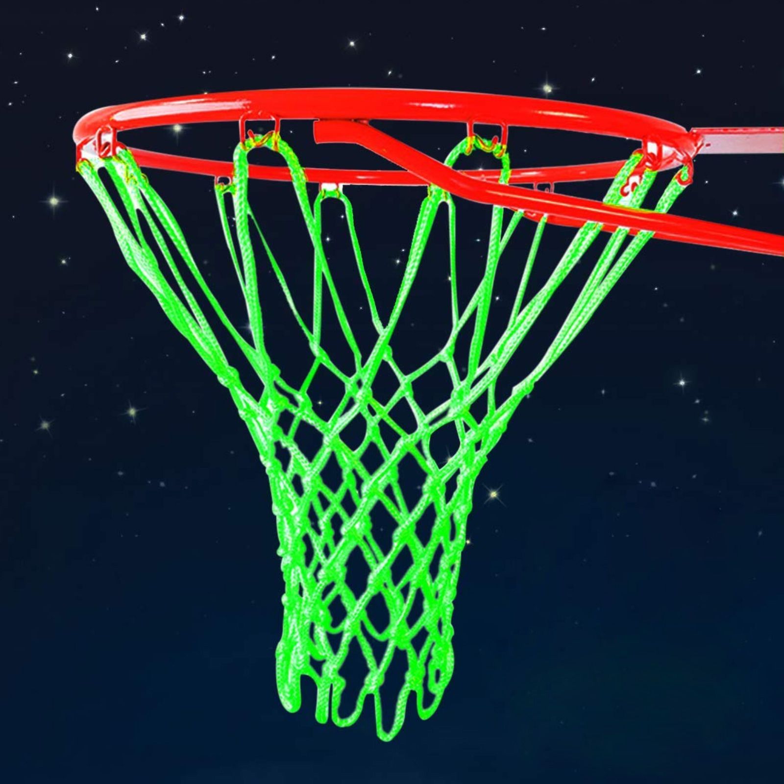 Luminous Basketball Net, Heavy Duty Nightlight Basketball Net, Glow in the Dark, All Weather Anti Whip, 12 Loops Standard Size Basketball Net for Outdoor Sports, Nylon
