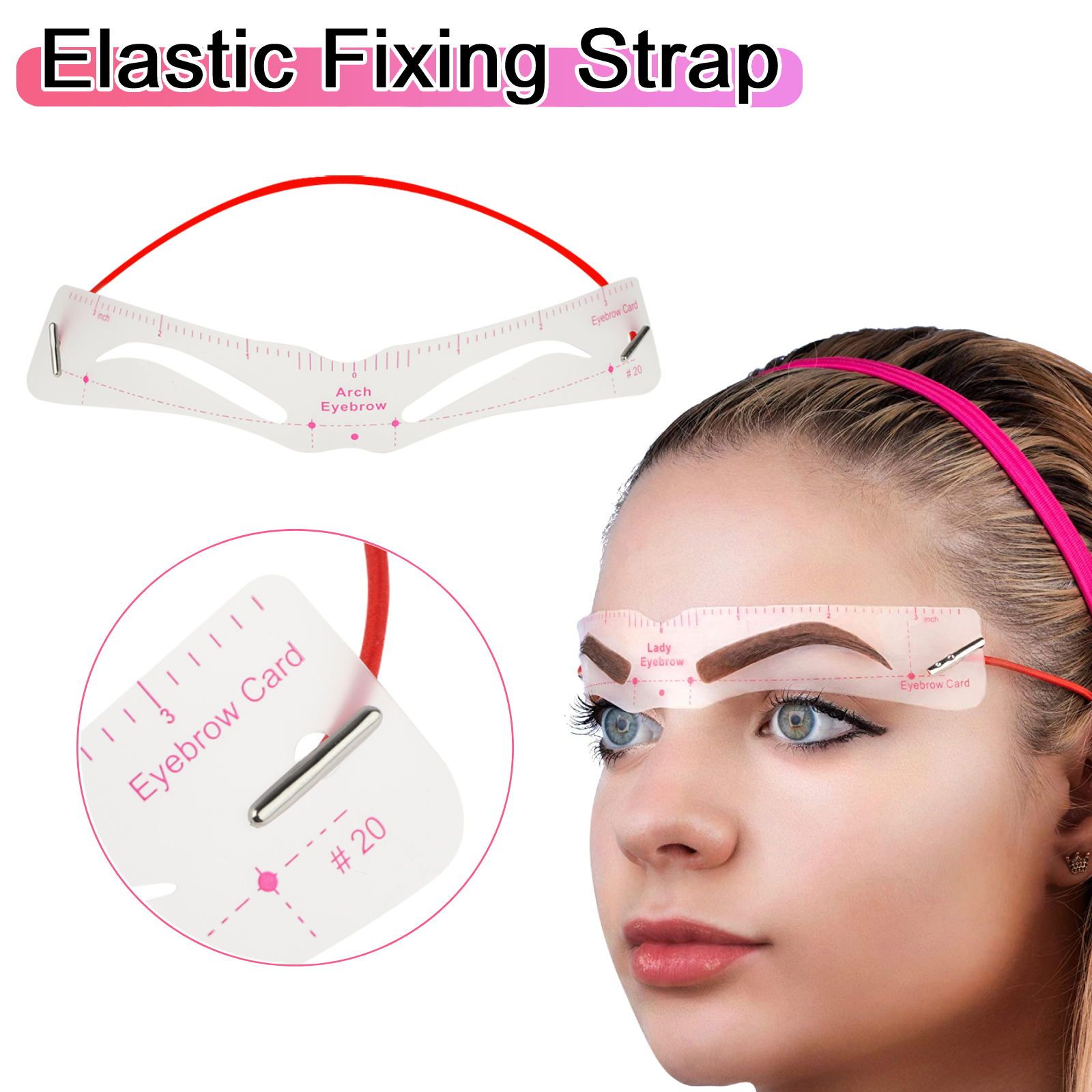Eyebrow Stencil, 24pcs Eyebrow Shaper Kit, Reusable Eyebrow Trimming Tool for Women, Eyebrow Grooming Stencil Kit DIY Shaping Templates with Fixing Rope, 3 Mins Makeup, Suitable for 98%