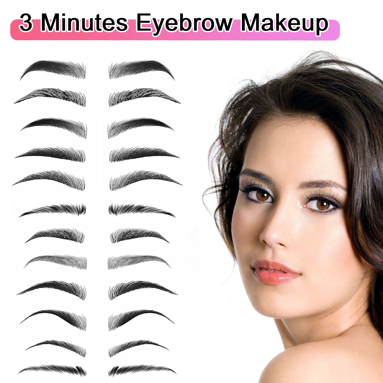 Eyebrow Stencil, 24pcs Eyebrow Shaper Kit, Reusable Eyebrow Trimming Tool for Women, Eyebrow Grooming Stencil Kit DIY Shaping Templates with Fixing Rope, 3 Mins Makeup, Suitable for 98%