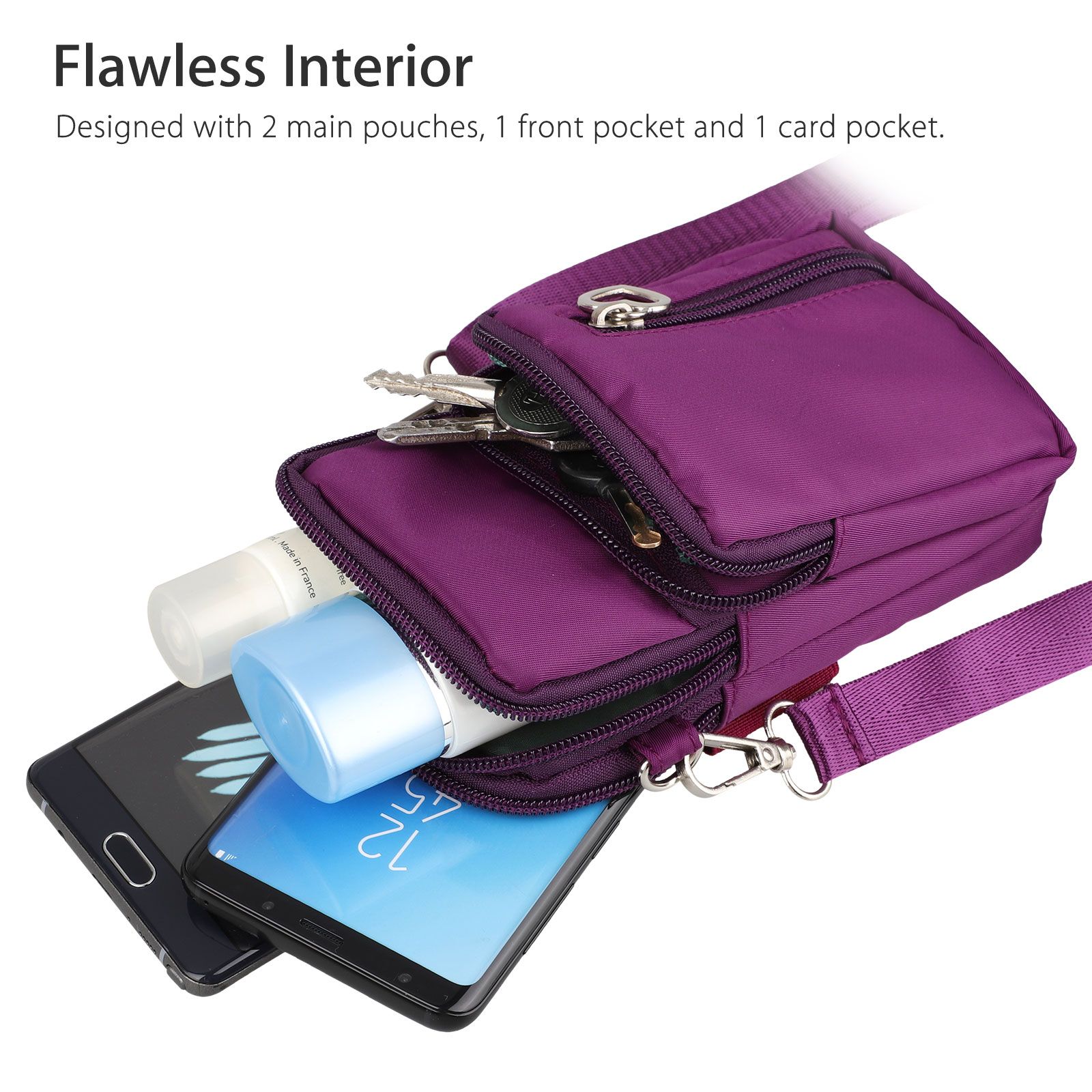 Small Crossbody Cell Phone Purse for Women, Nylon Waterproof Shoulder Bag with Credit Card Slots, Adjustable Strap