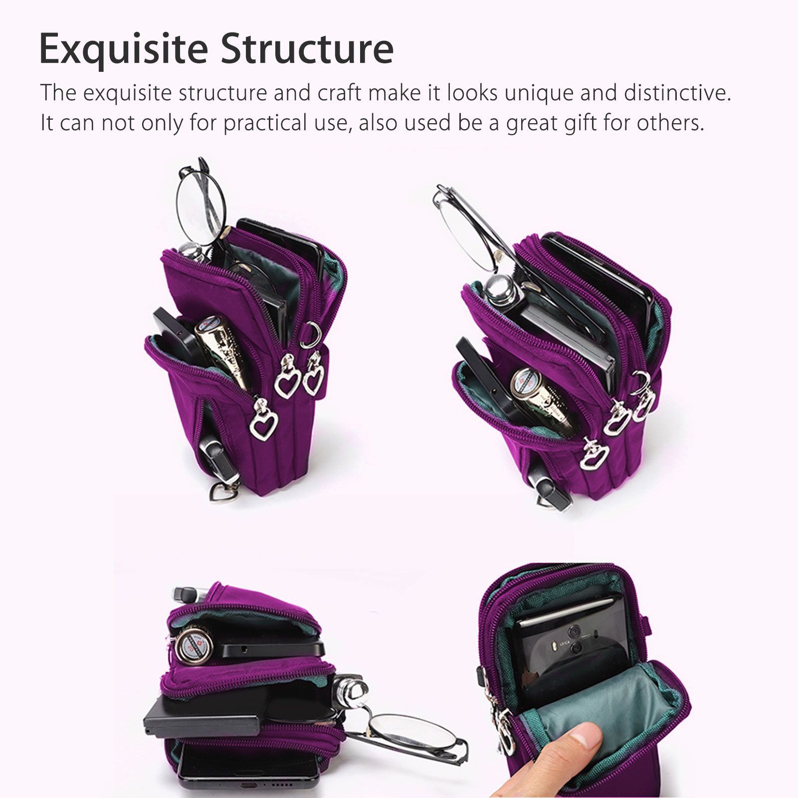 Small Crossbody Cell Phone Purse for Women, Nylon Waterproof Shoulder Bag with Credit Card Slots, Adjustable Strap