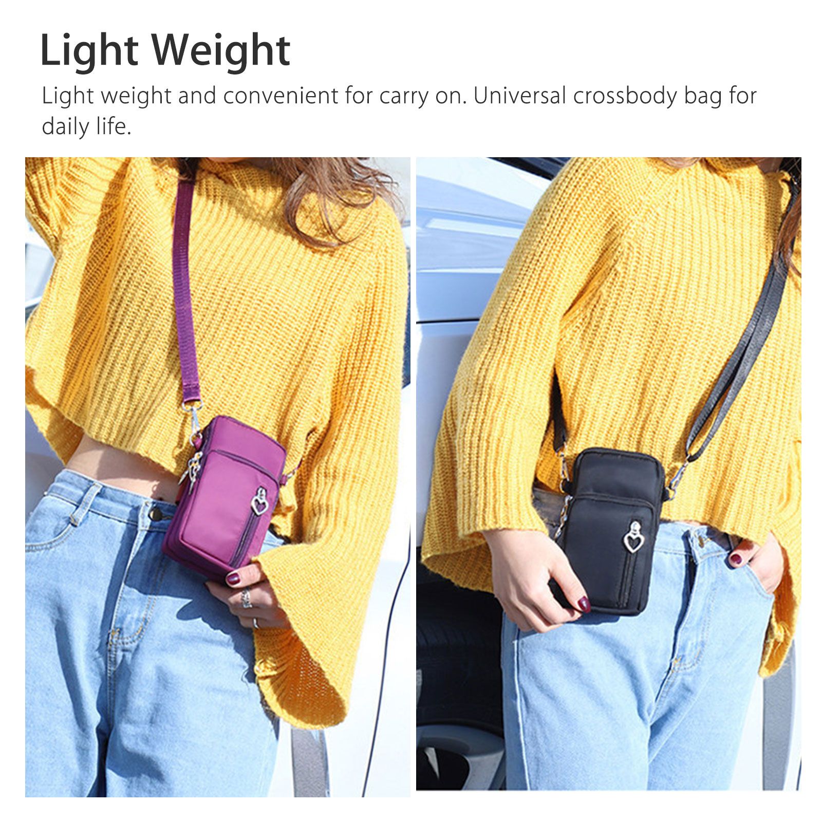 Small Crossbody Cell Phone Purse for Women, Nylon Waterproof Shoulder Bag with Credit Card Slots, Adjustable Strap