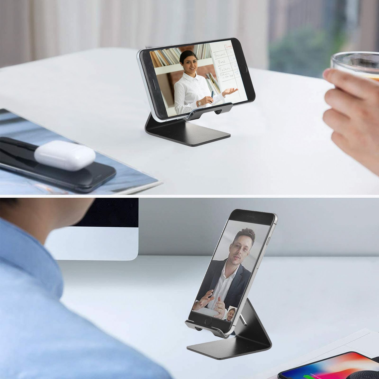 Universal Cell Phone Tablet Desk Stand Holder Mount Compatible with iPhone 14 13 Mini 12 Pro Max XR XS X 8, Samsung Galaxy S20 S9 Plus S10 S8 Note 9 8 5