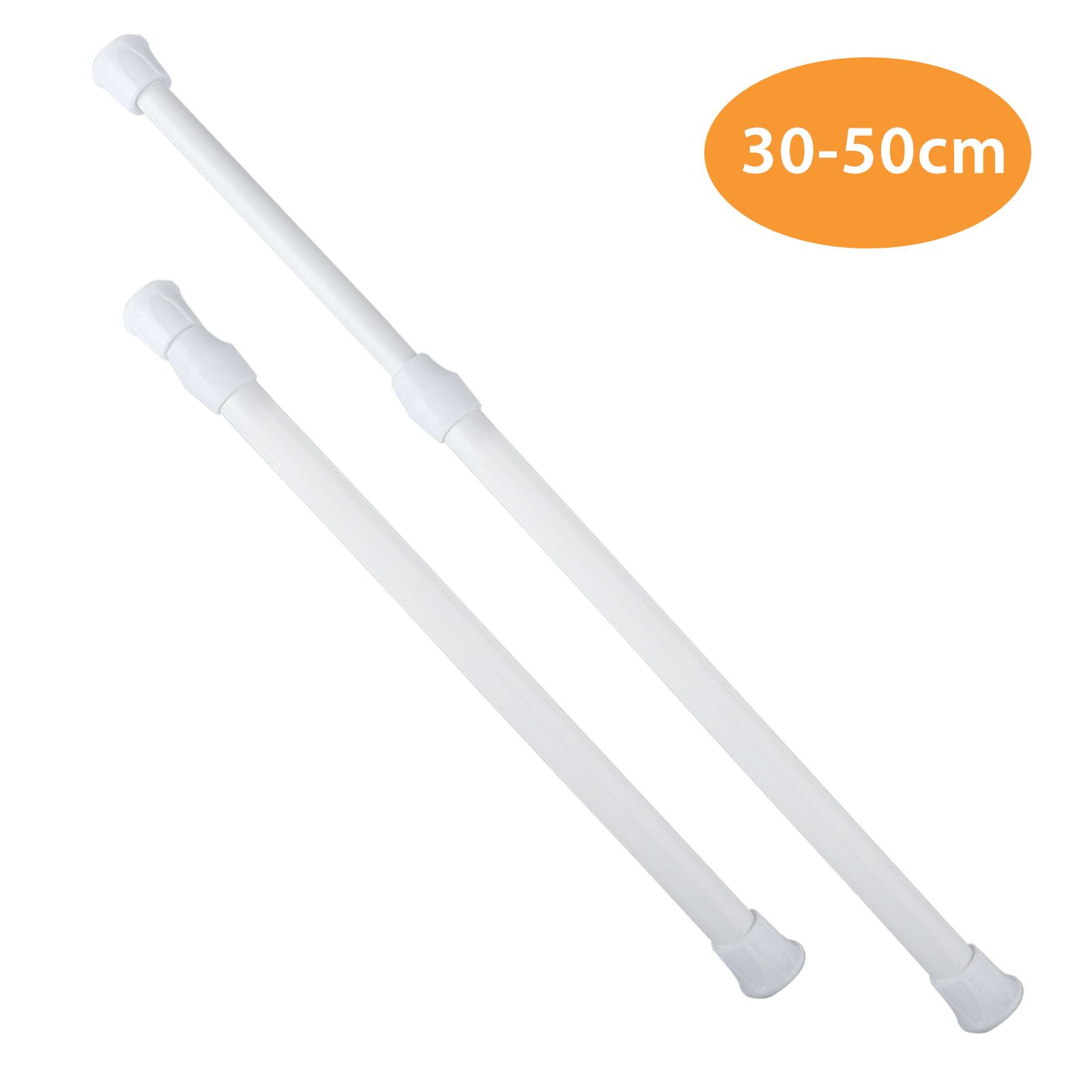 5pcs Adjustable Spring Tension Rods, 30cm x 50cm White Metal Cupboard Bars Window Curtain Rod Closet Rod