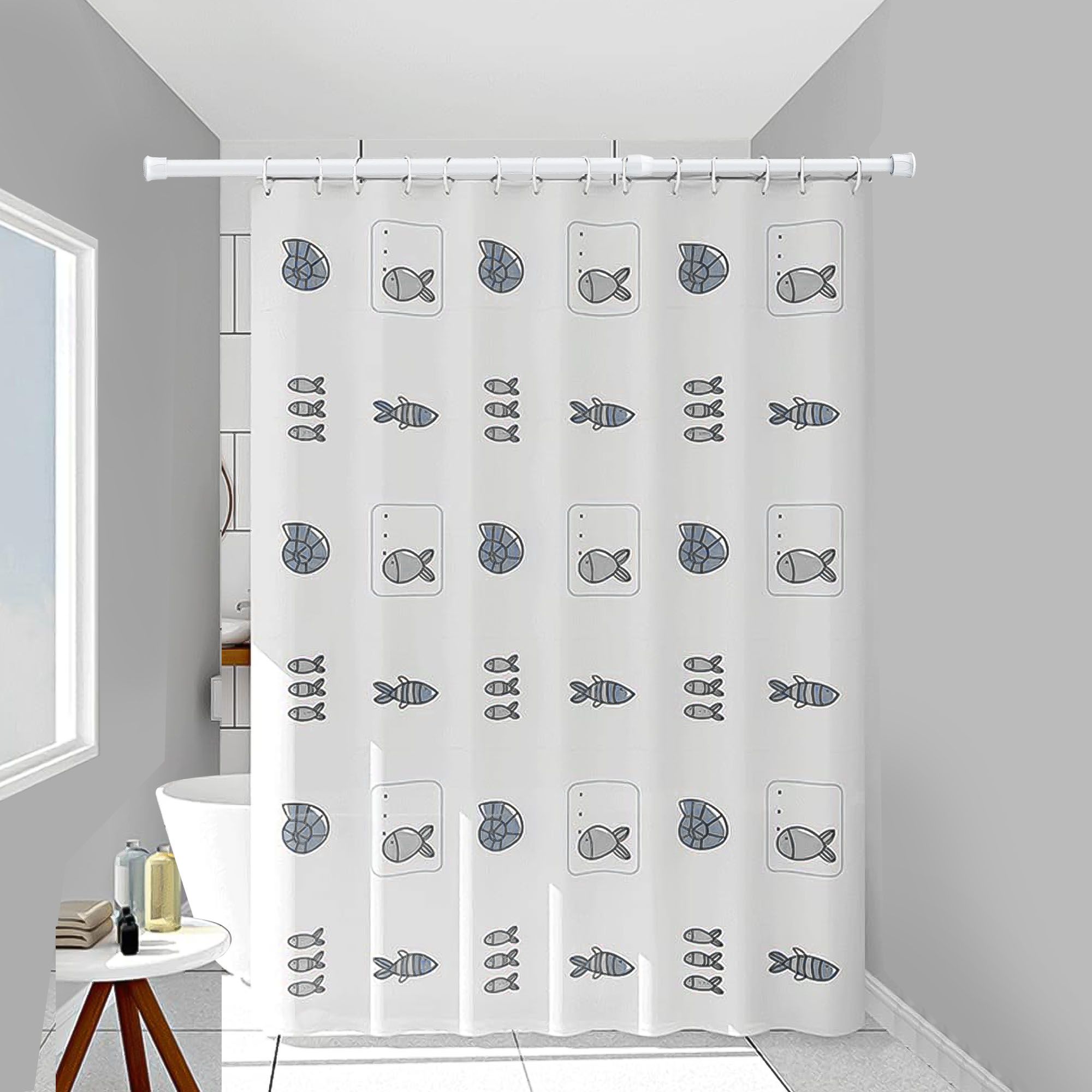 5pcs Adjustable Spring Tension Rods, 30cm x 50cm White Metal Cupboard Bars Window Curtain Rod Closet Rod