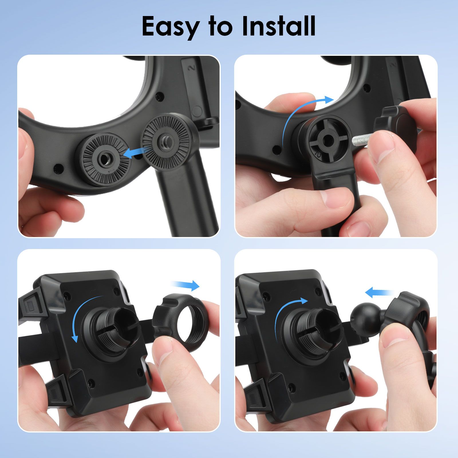 Car Phone Mount, Rearview Mirror Cell Phone Holder, Universal Adjustable Rear View Mirror Clips Cradle, 360° Bracket Car Mount Fits for iPhone 14 13 12 Pro Max, Galaxy