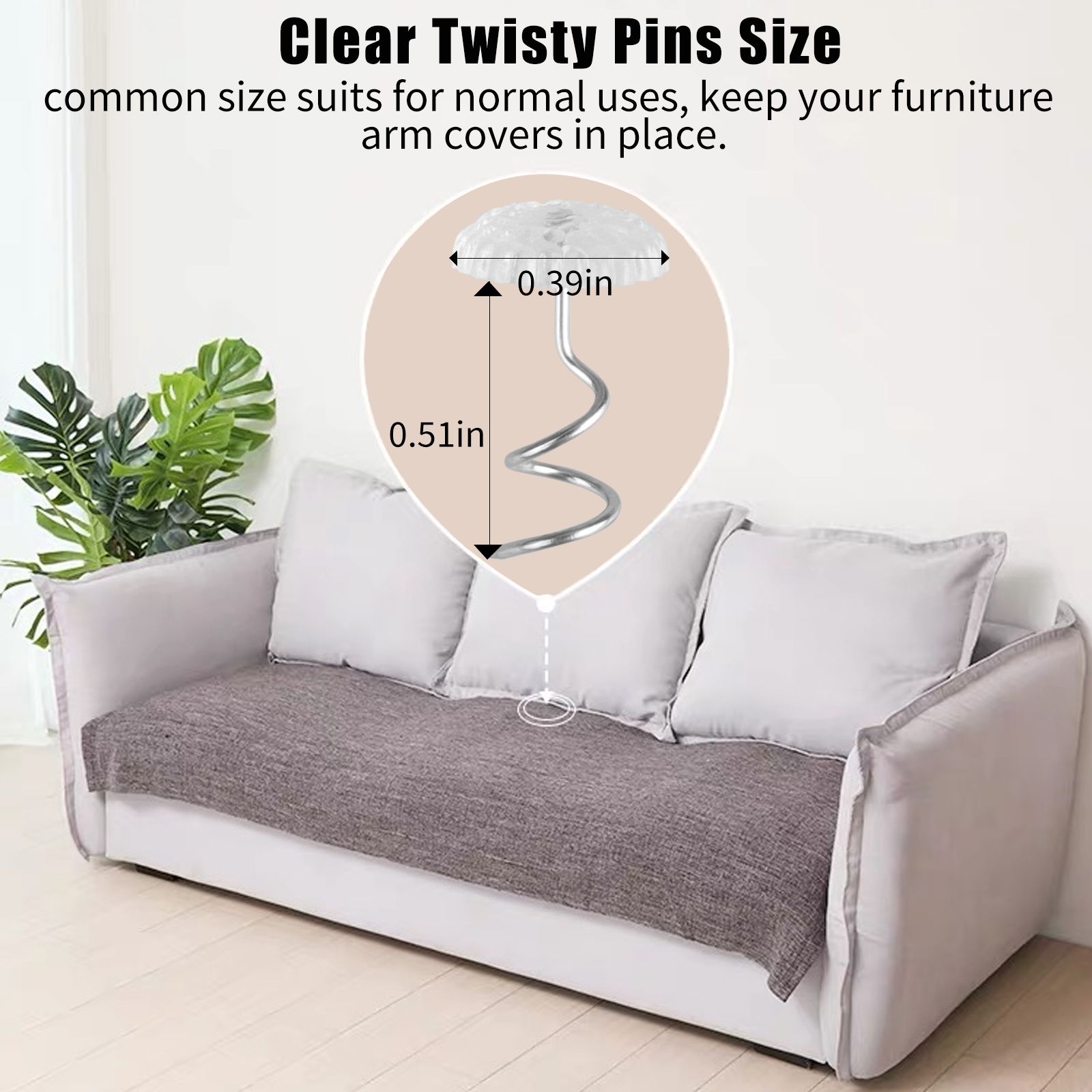 50 Pcs Clear Heads Screw Nail, Anti-rust Twist Pins with Clear Heads for Upholstery, Slipcovers, Bed Skirts, Fixed Screw Pins for Sofa Cushion and Mattress, Stainless Steel Torsion Pins