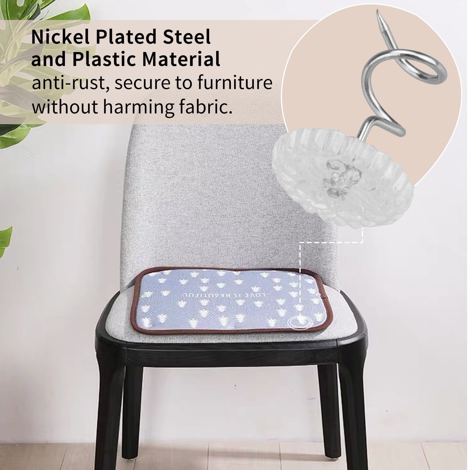 50 Pcs Clear Heads Screw Nail, Anti-rust Twist Pins with Clear Heads for Upholstery, Slipcovers, Bed Skirts, Fixed Screw Pins for Sofa Cushion and Mattress, Stainless Steel Torsion Pins