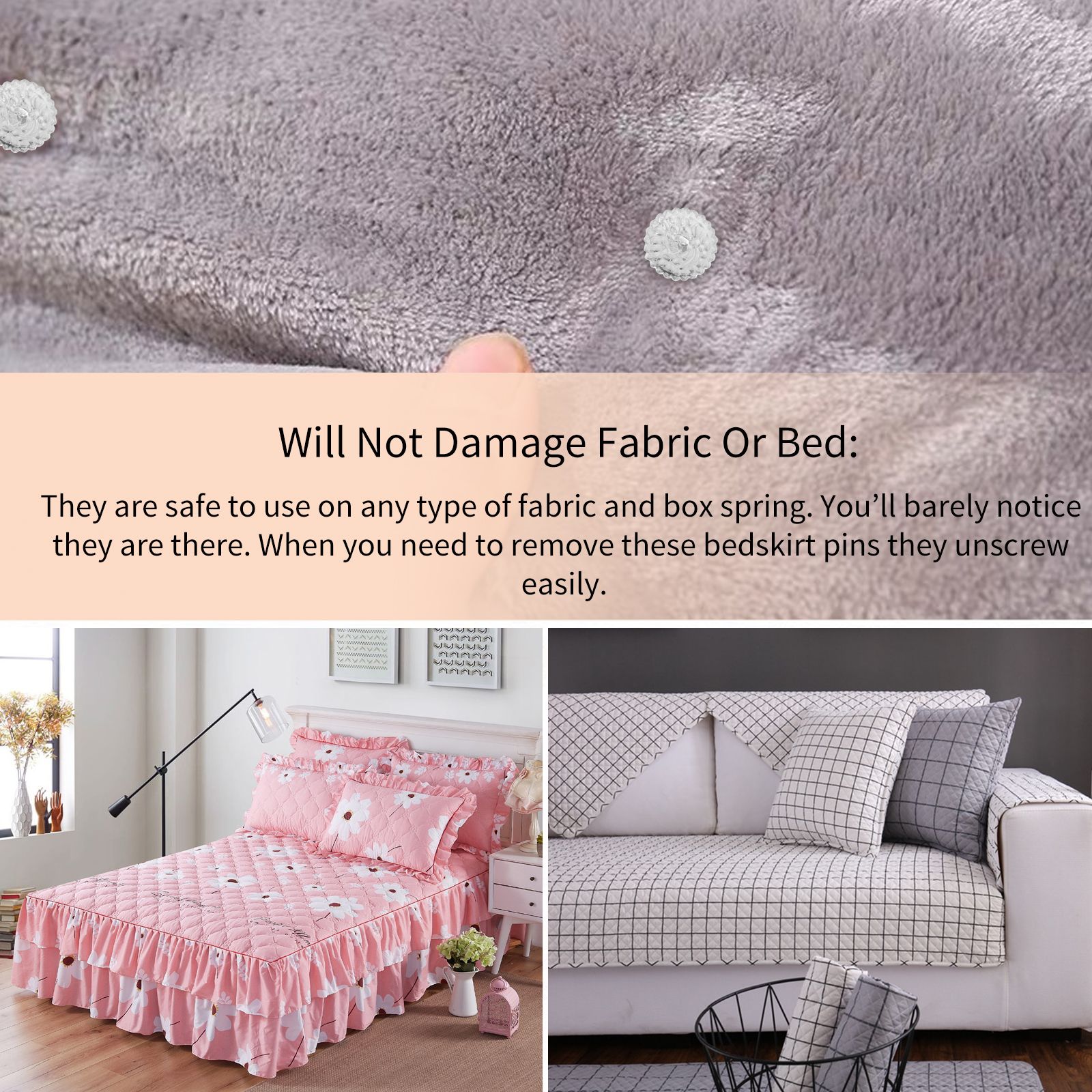 50 Pcs Clear Heads Screw Nail, Anti-rust Twist Pins with Clear Heads for Upholstery, Slipcovers, Bed Skirts, Fixed Screw Pins for Sofa Cushion and Mattress, Stainless Steel Torsion Pins