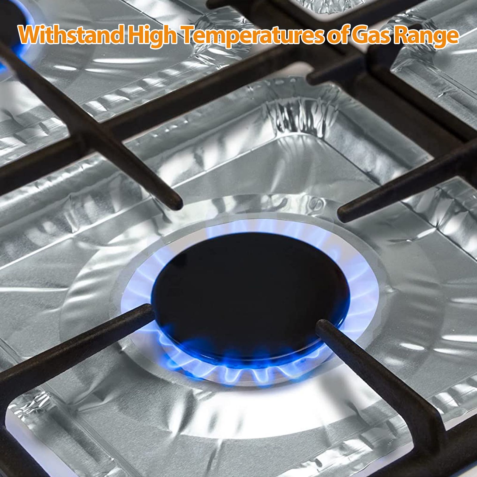 100 Pack Aluminum Foil Stove Burner Covers, 22cm  Square Disposable Gas Burner Liner, Gas Range Protector Bibs for keep Gas Range Clean