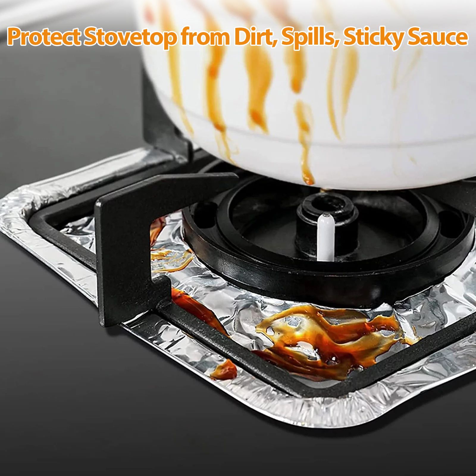100 Pack Aluminum Foil Stove Burner Covers, 22cm  Square Disposable Gas Burner Liner, Gas Range Protector Bibs for keep Gas Range Clean