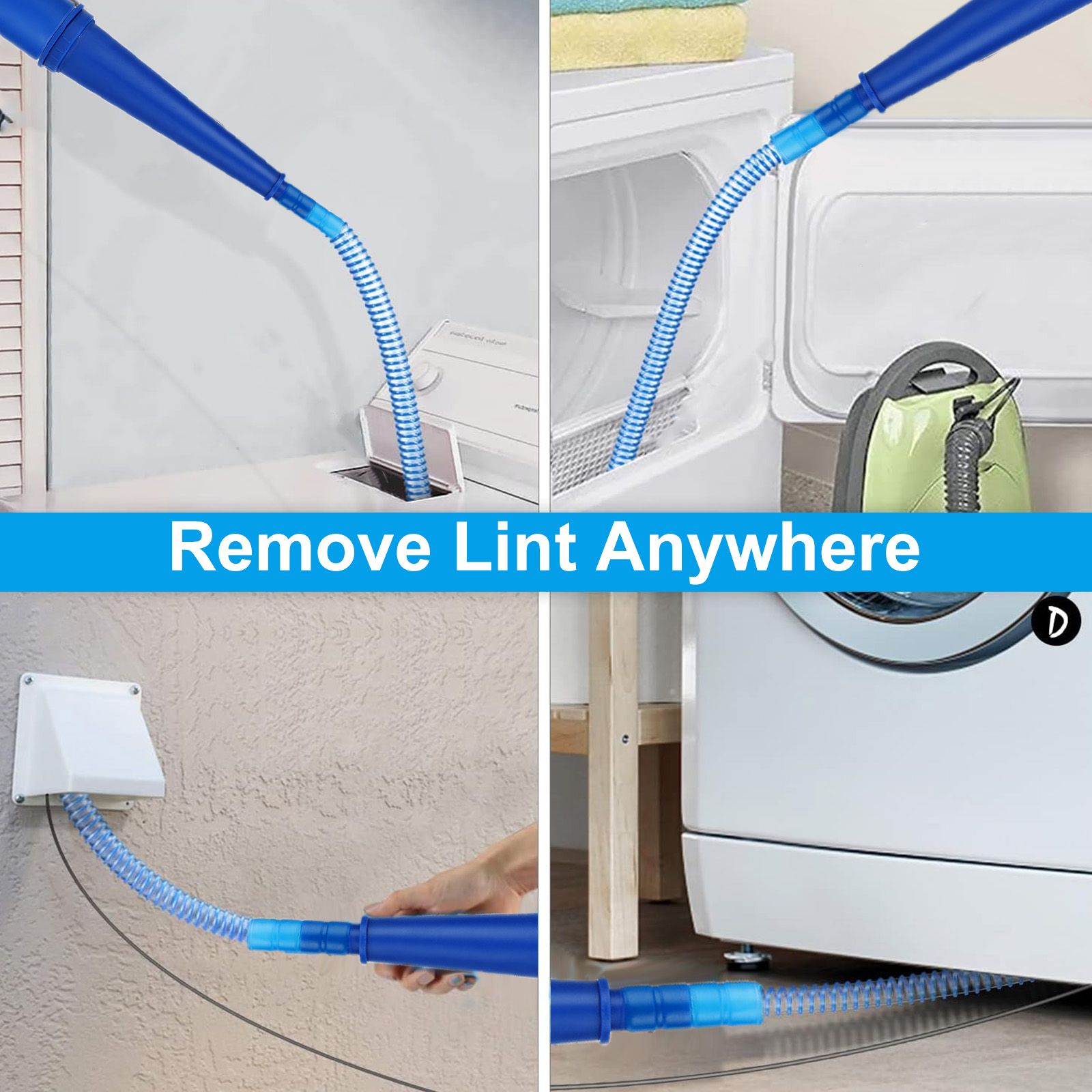Dryer Vent Cleaner Kit Vacuum Attachment Compatible with Most Vacuum Cleaners,  Lint Remover Power Washers and Vacuum Hose Quickly Removes Lint