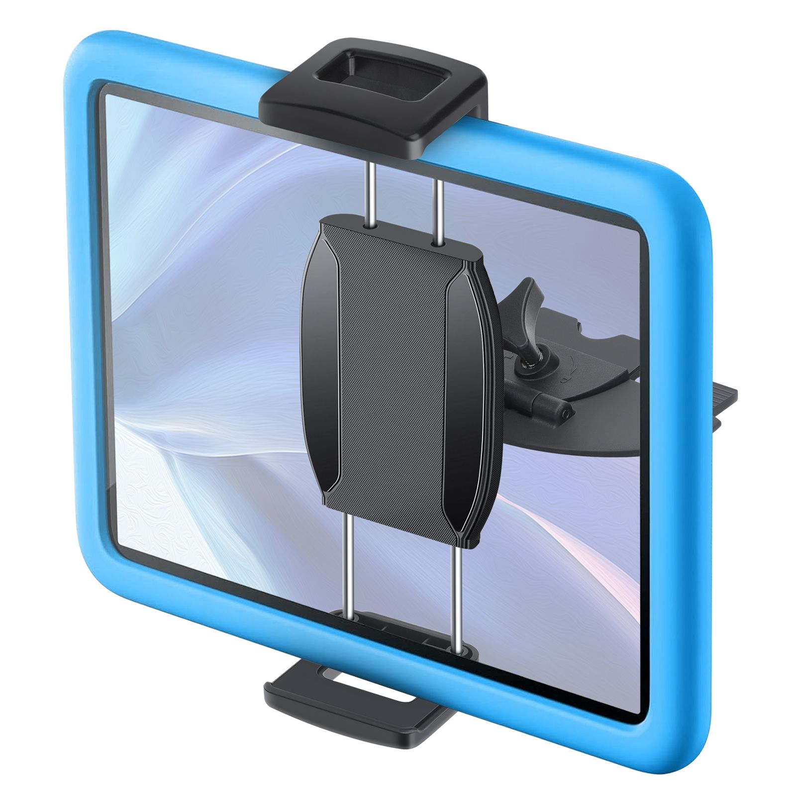 2 in 1 CD Slot Tablet Car Mount, Universal 360° Rotation CD Player Car Phone Holder Car CD Tray Tablet Stand for 4.7-12.9in Devices, Black