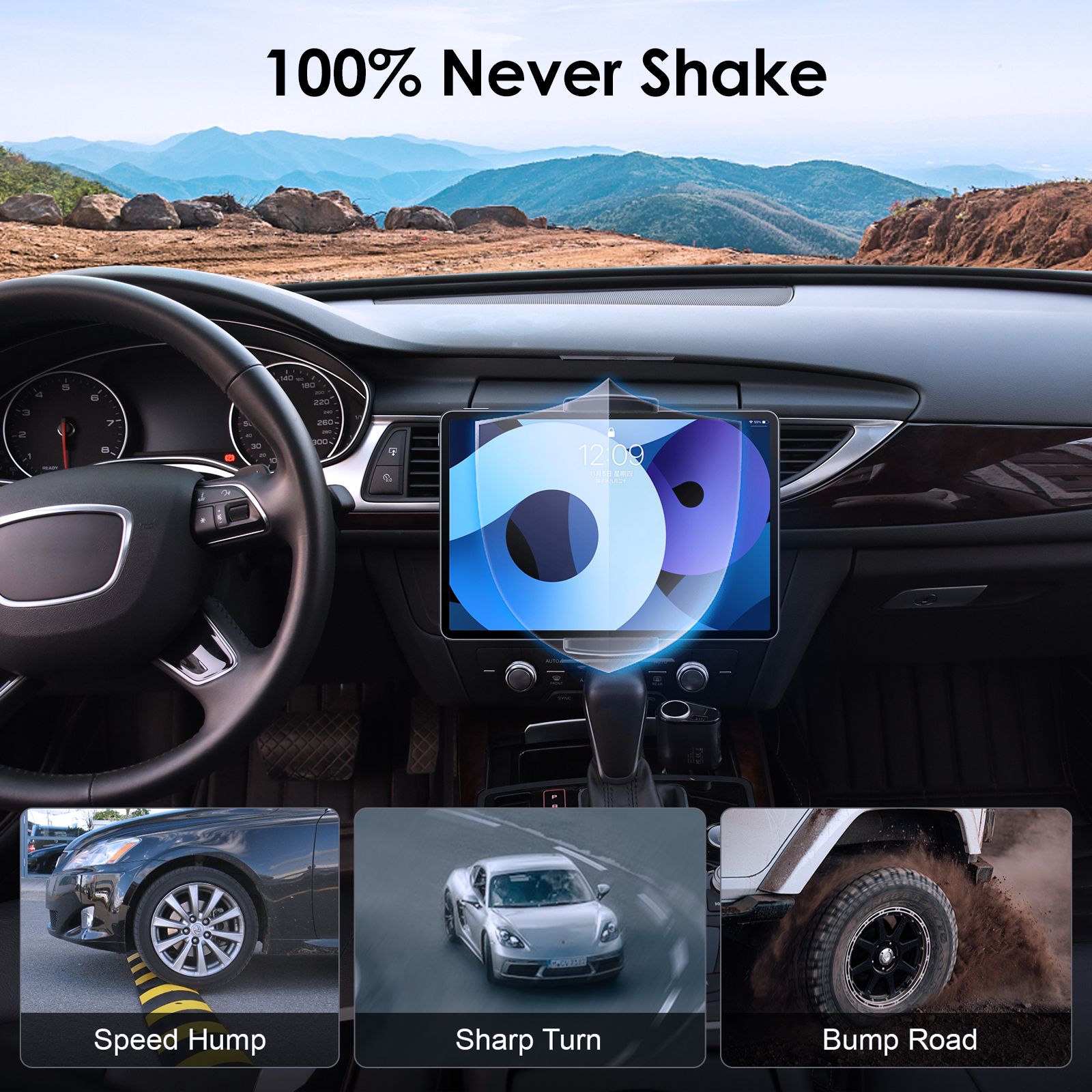 2 in 1 CD Slot Tablet Car Mount, Universal 360° Rotation CD Player Car Phone Holder Car CD Tray Tablet Stand for 4.7-12.9in Devices, Black